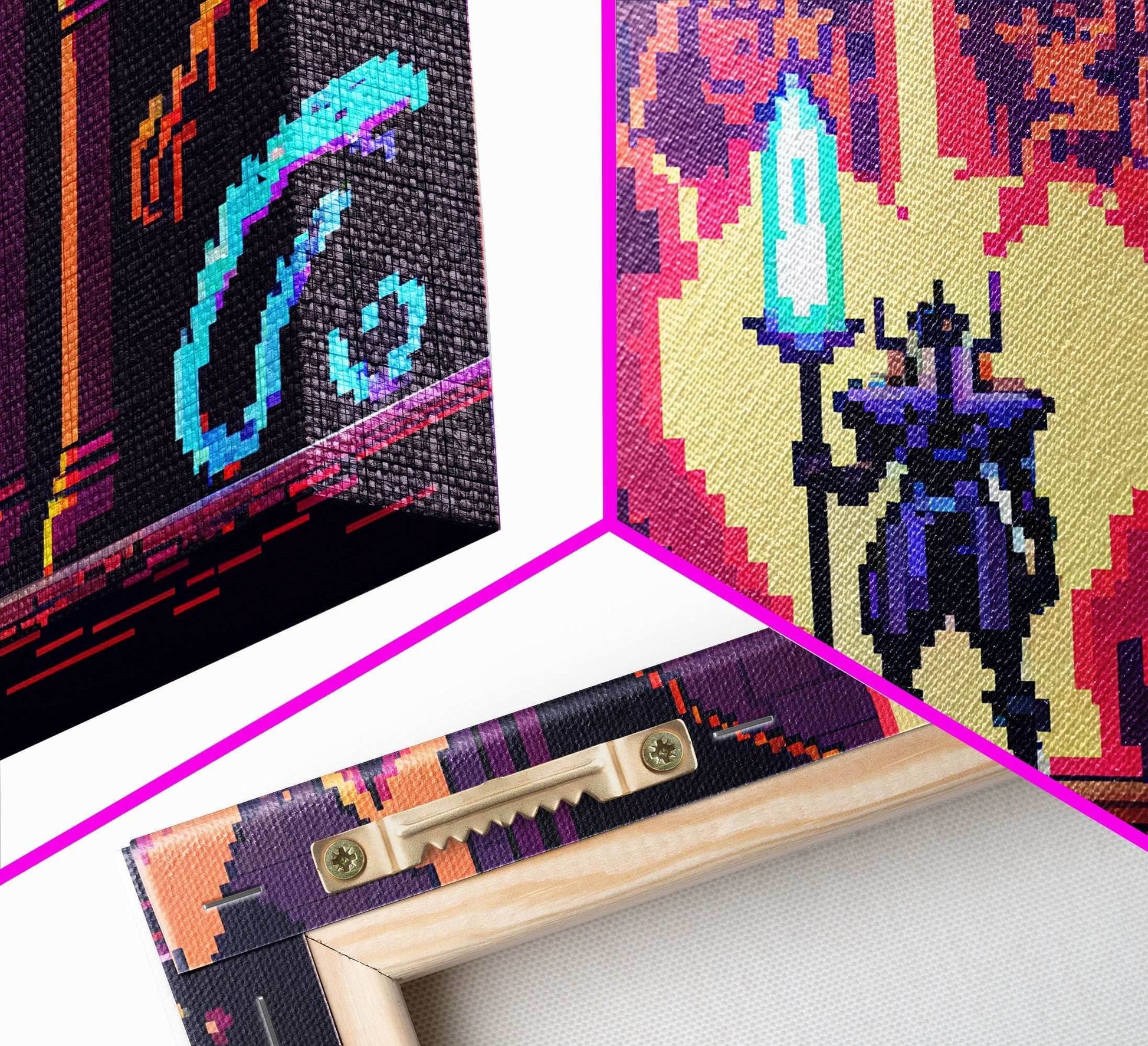 RPG pixel art, fantasy pixel art, Paladin Templar Art, synthwave style, framed canvas print, man cave art - 8x12 Inches / Gallery Wrap Canvas - Ready To Hang
