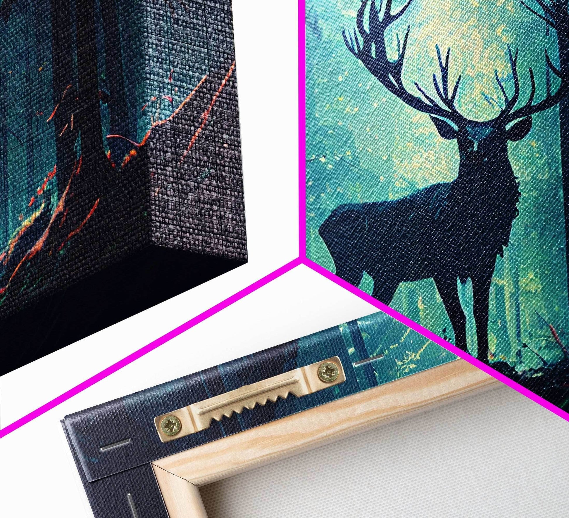 Mythical stag in the forest, fantasy art, framed canvas print, mythical creatures - 8x12 Inches / Gallery Wrap Canvas - Ready To Hang