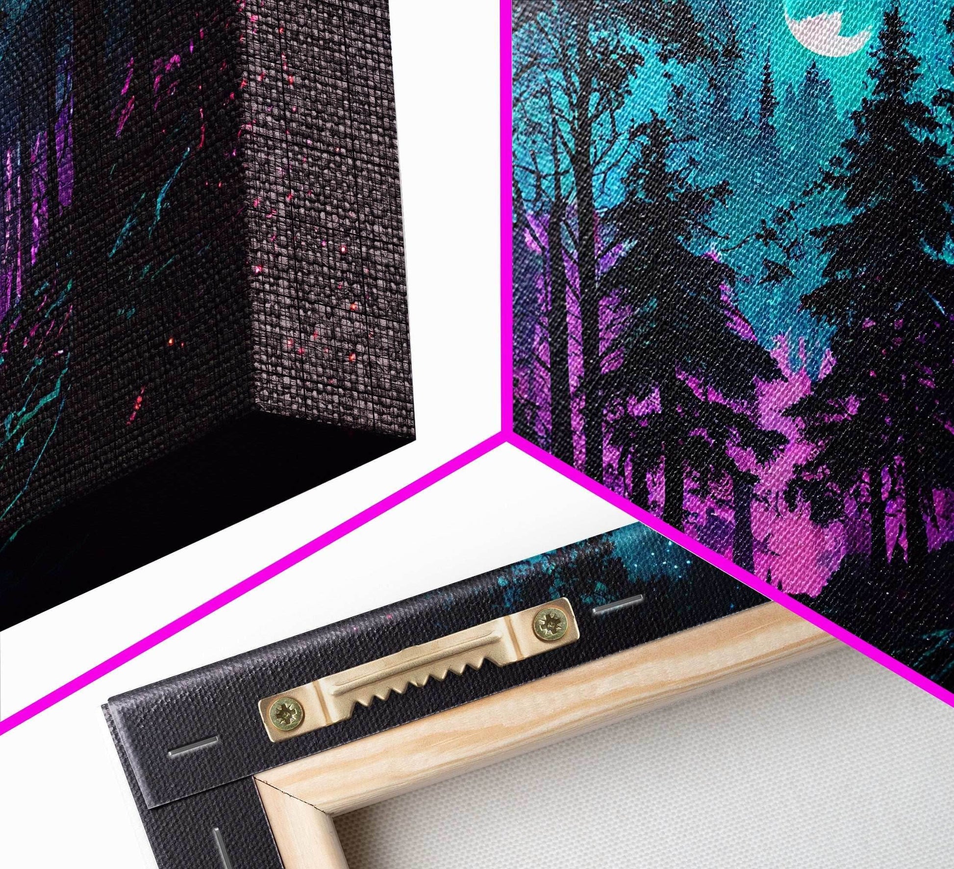 Turquoise and violet fantasy forest, aesthetic, framed canvas print - 8x12 Inches / Gallery Wrap Canvas - Ready To Hang