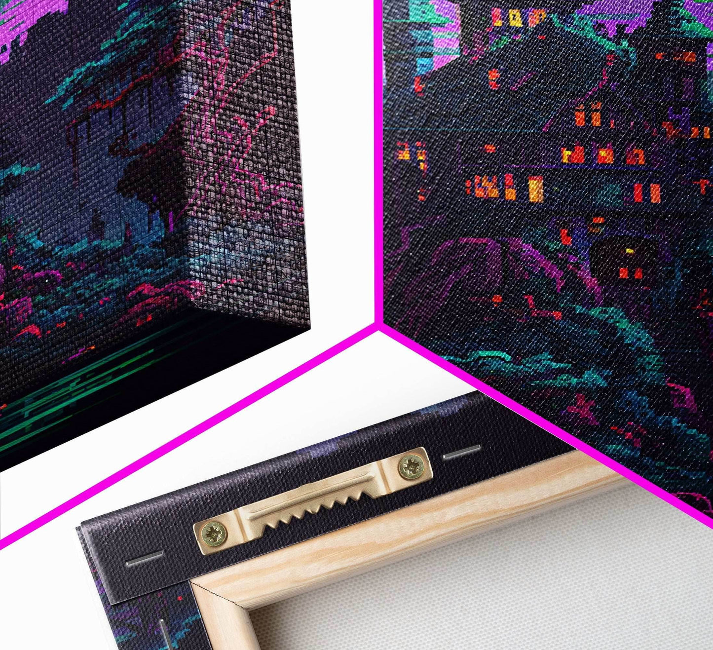 Transylvania Art, Cool Medieval castle 8 bit pixel art, fantasy art, framed canvas print, Cool castle art - 8x12 Inches / Gallery Wrap Canvas - Ready To Hang