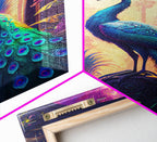 Turquoise peacock art, fantasy decor, framed canvas print - 8x12 Inches / Gallery Wrap Canvas - Ready To Hang