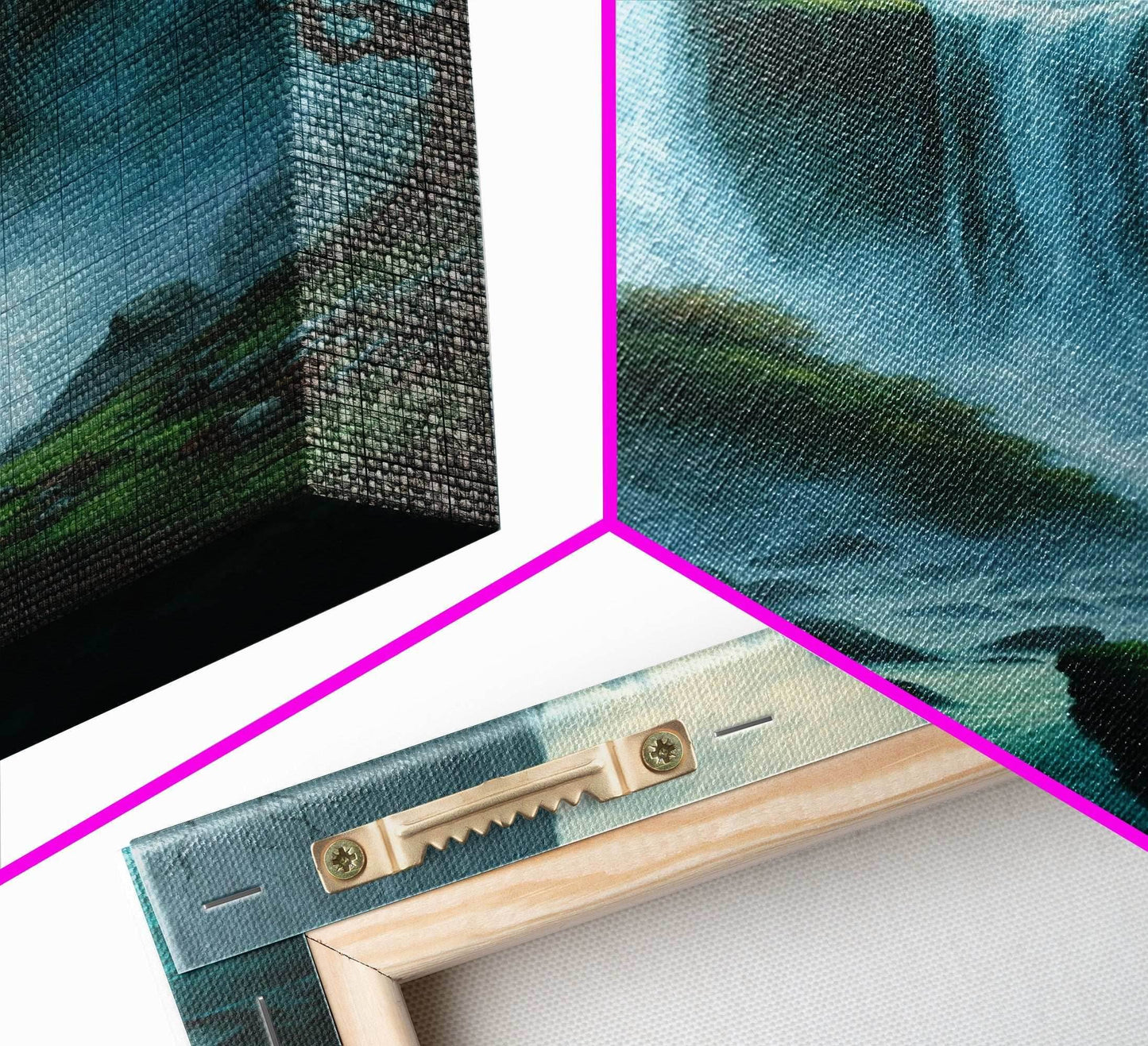 Fantasy Waterfall Oil Painting Canvas Print, Framed Canvas Art, Living Room Wall Decoration - 8x12 Inches / Gallery Wrap Canvas - Ready To Hang