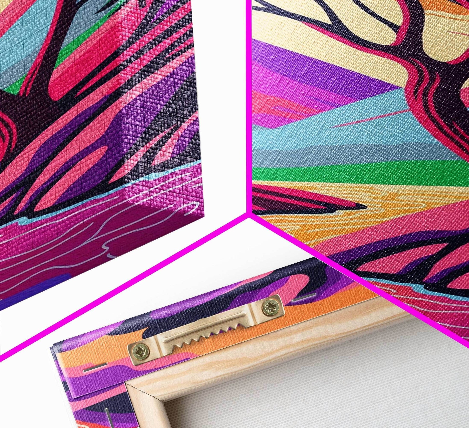 Surrealist Pop Art, Pink Fantasy Landscape Art, Framed Canvas Print - 8x12 Inches / Gallery Wrap Canvas - Ready To Hang