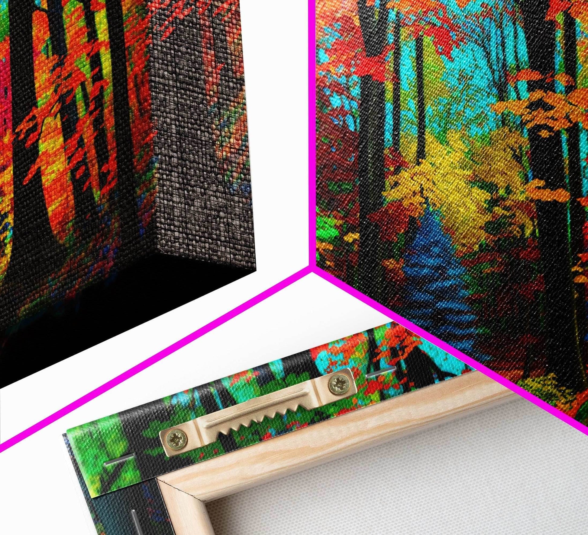The Sacred Grove, Fantasy Art, Pop Art Forest Landscape, Framed Canvas Print, Colorful Forest Painting, Living Room Art - 10x20 Inches / Gallery Wrap Canvas - Ready To Hang