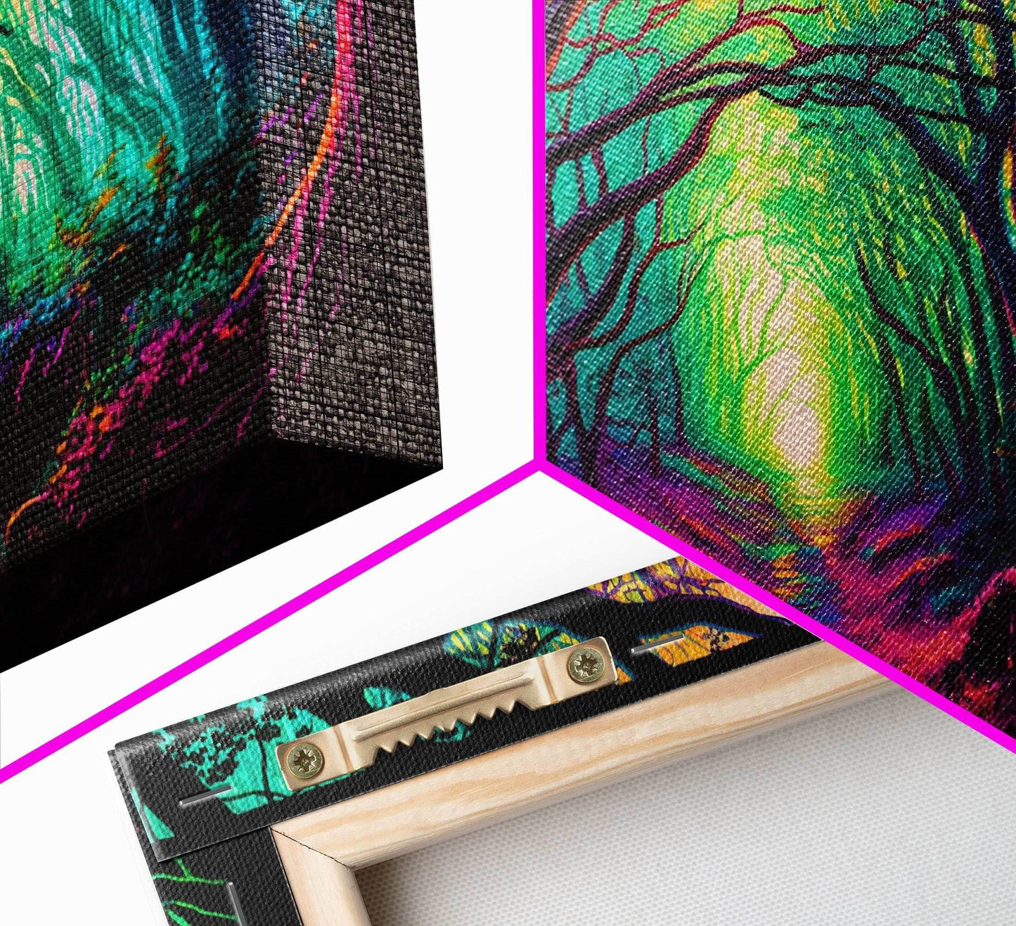 The Secret Grove, Fantasy Art, Pop Art Forest Landscape, Framed Canvas Print, Colorful Forest Painting, Living Room Art - 10x20 Inches / Gallery Wrap Canvas - Ready To Hang