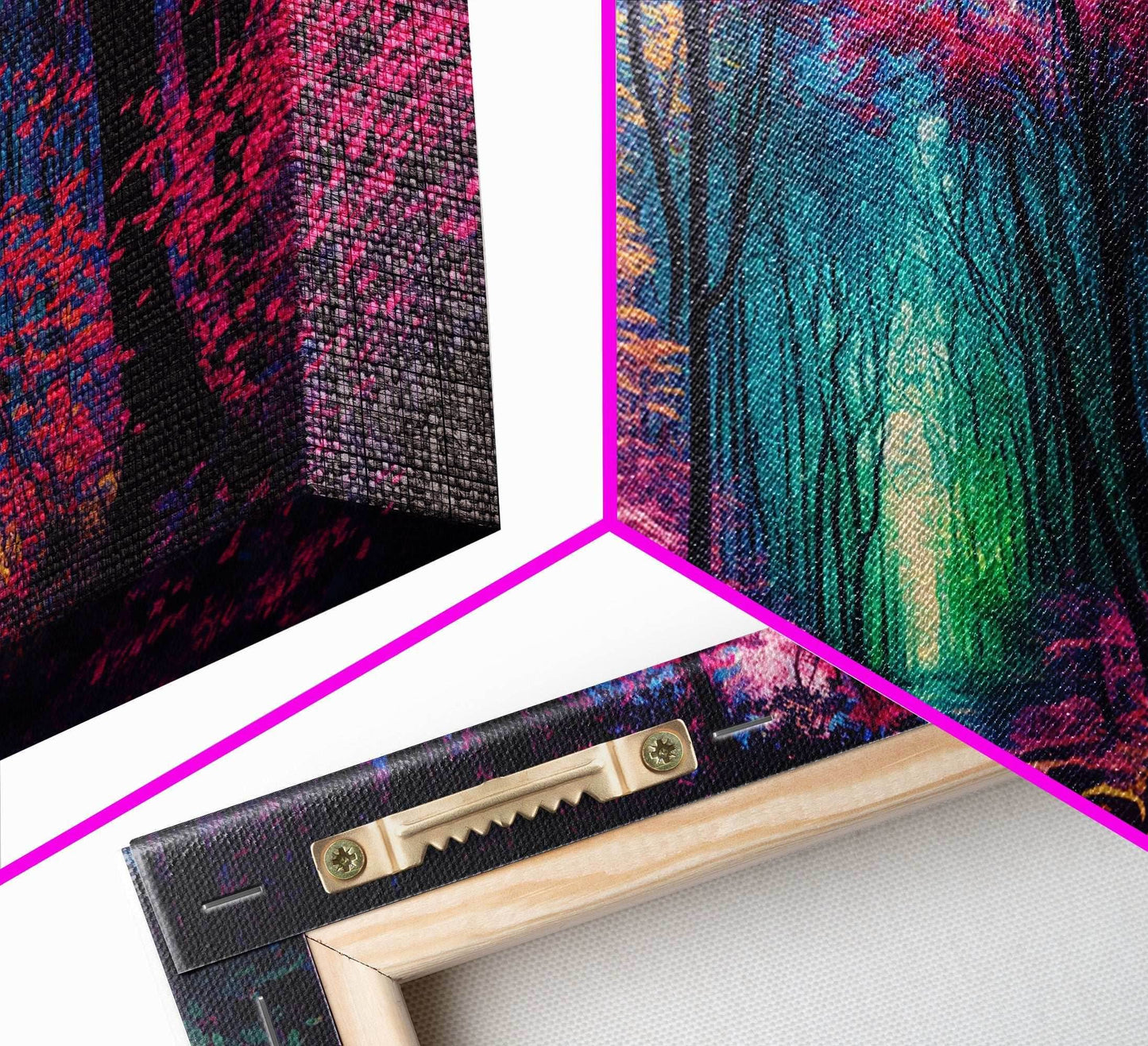 The Secret Grove, Fantasy Art, Pop Art Forest Landscape, Framed Canvas Print, Colorful Forest Painting, Living Room Art - 10x20 Inches / Gallery Wrap Canvas - Ready To Hang