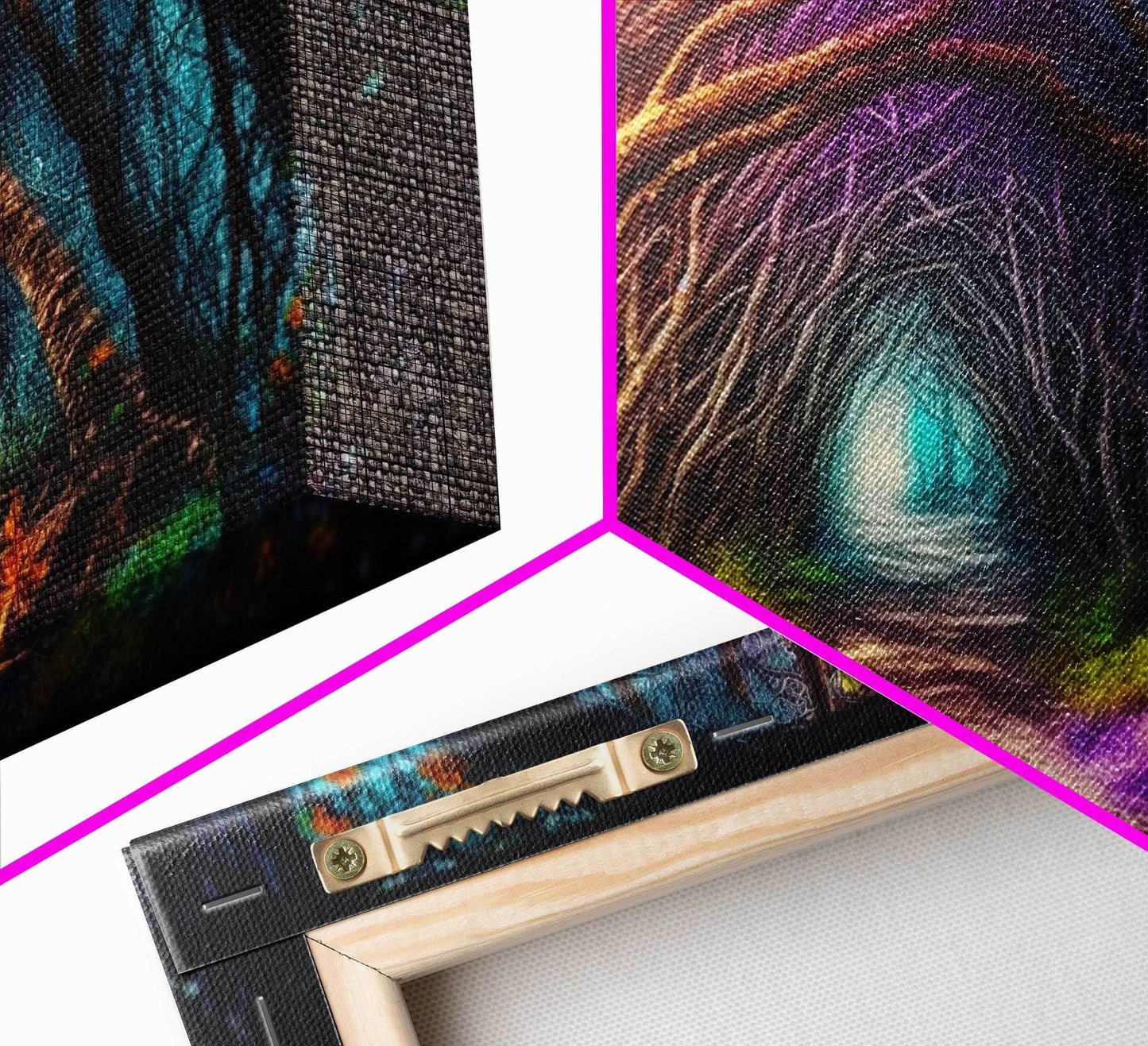 Secret Path, Fantasy Art, Pop Art Forest Landscape, Framed Canvas Print, Colorful Forest Painting, Living Room Art, Glowing Magical Forest - 10x20 Inches / Gallery Wrap Canvas - Ready To Hang