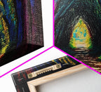 The Path through The Trees, Fantasy Art, Framed Canvas Print, RPG concept Art, Magical glowing forest - 10x20 Inches / Gallery Wrap Canvas - Ready To Hang