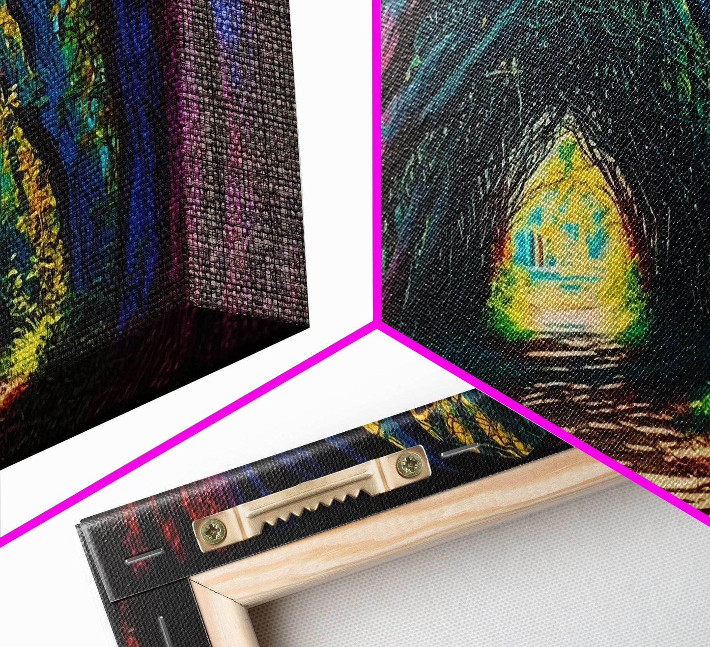 The Path through The Trees, Fantasy Art, Framed Canvas Print, RPG concept Art, Magical glowing forest - 10x20 Inches / Gallery Wrap Canvas - Ready To Hang