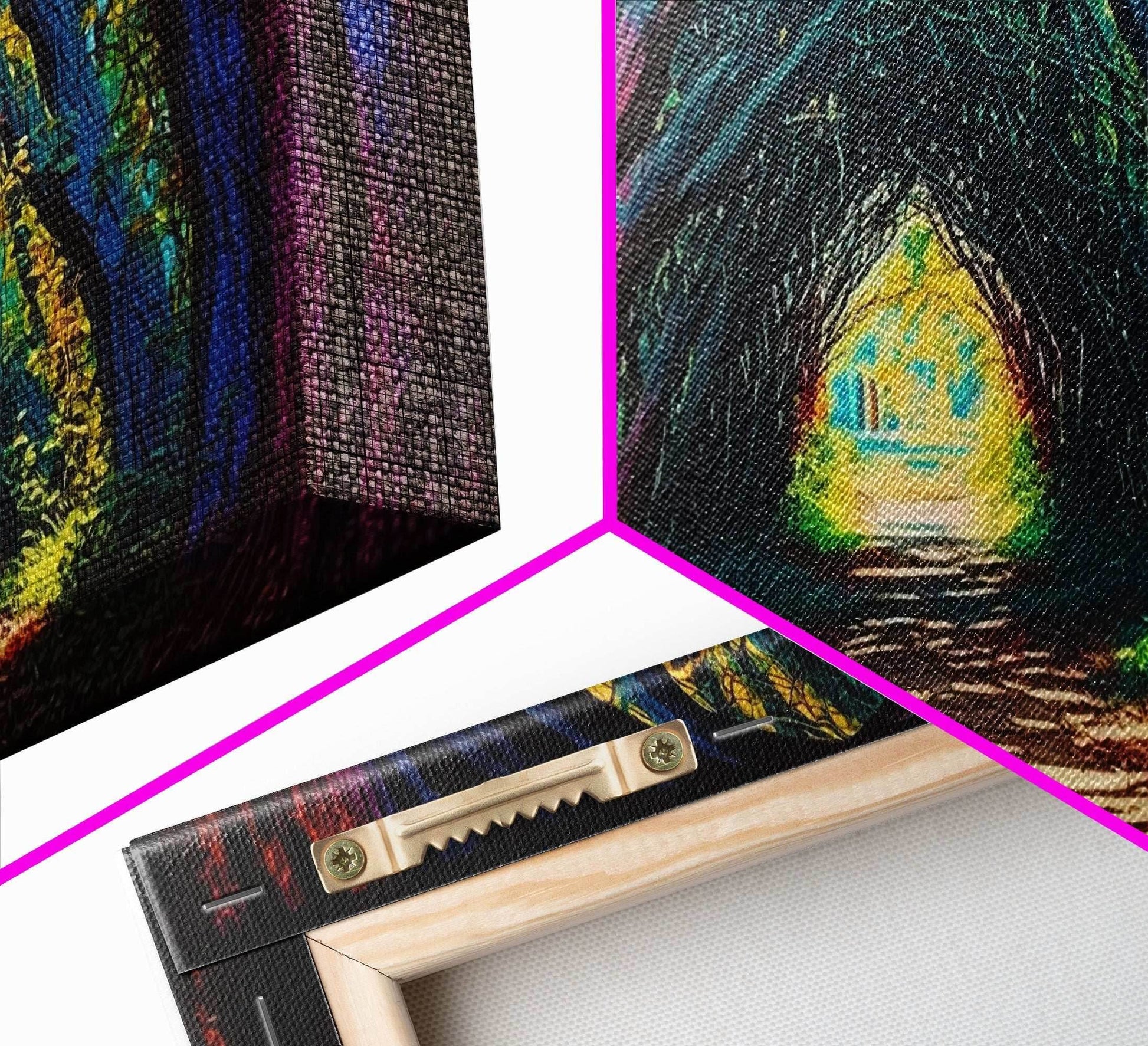 The Path through The Trees, Fantasy Art, Framed Canvas Print, RPG concept Art, Magical glowing forest - 10x20 Inches / Gallery Wrap Canvas - Ready To Hang