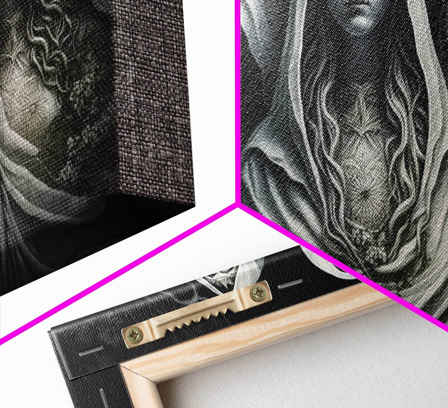 The Norns, Norse Mythology, Weavers of Fate, Framed Canvas Print, Urðr, Verðandi, and Skuld, Black and White Norse Fantasy Art - 10x20 Inches / Gallery Wrap Canvas - Ready To Hang