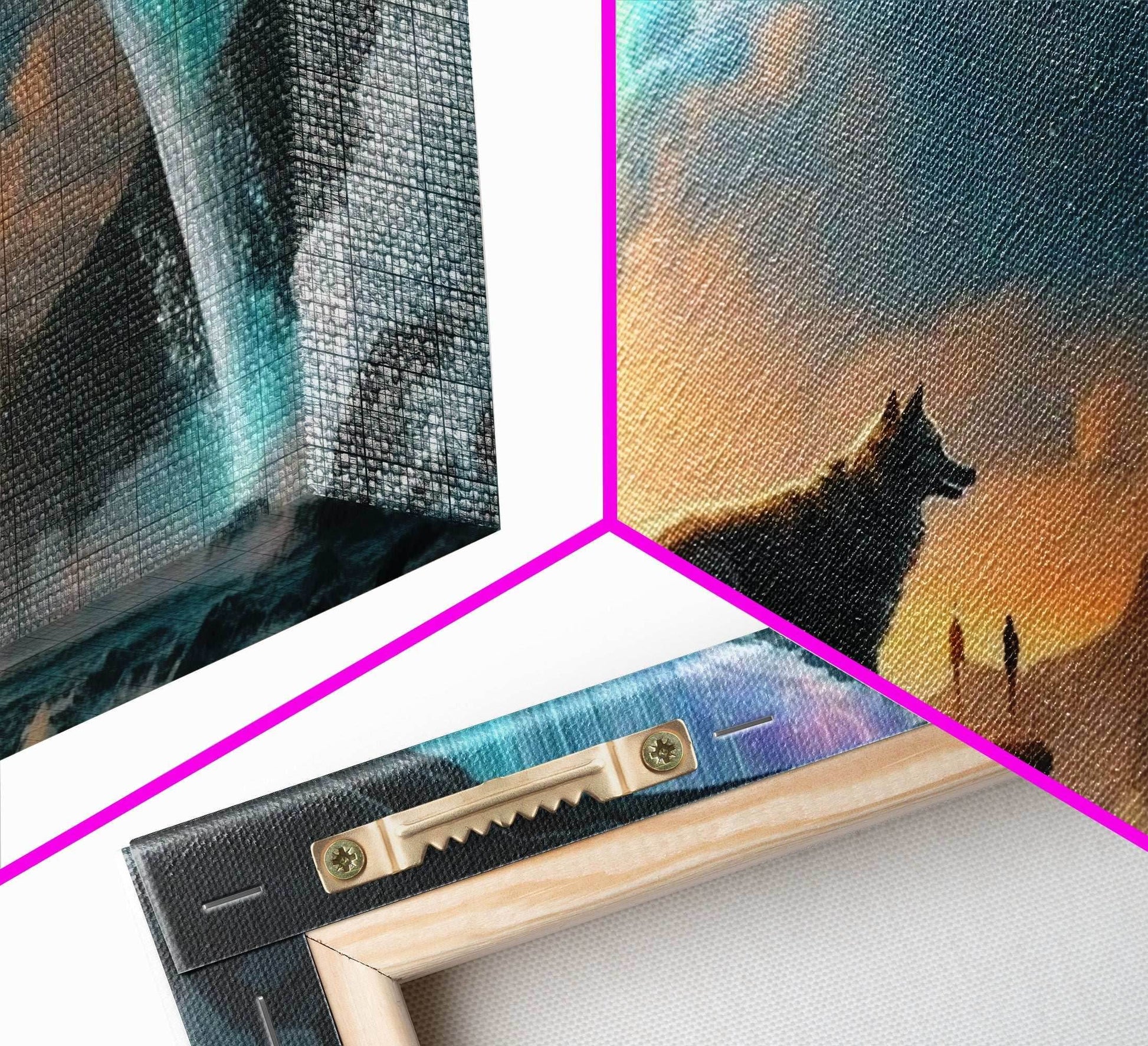 Fenrir, Mythological Wolf, With Bifrost. Norse Mythology Fantasy Art, Framed Canvas Print, Nordic Art - 10x20 Inches / Gallery Wrap Canvas - Ready To Hang