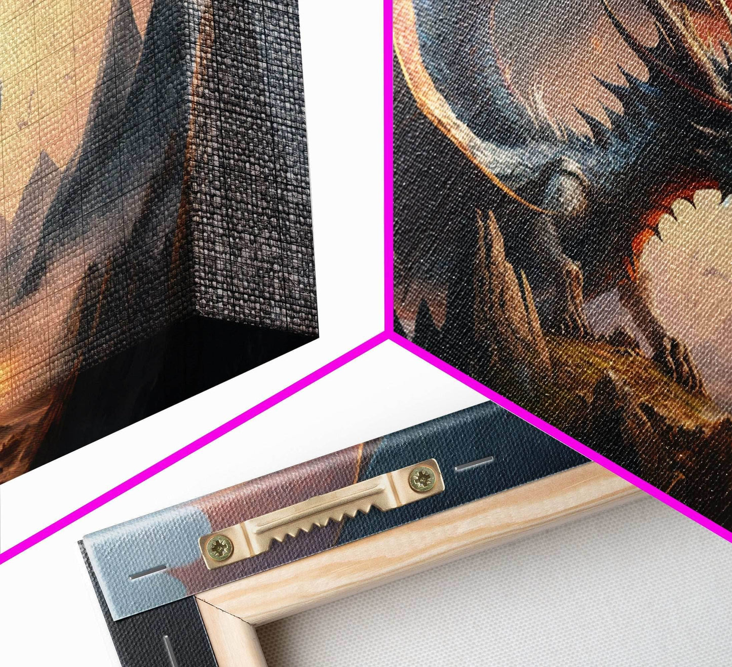 White Dragon on a Mountain Top, Fantasy Art, Framed Canvas Print, Medieval Fantasy Art, Fire breathing dragons - 10x20 Inches / Gallery Wrap Canvas - Ready To Hang
