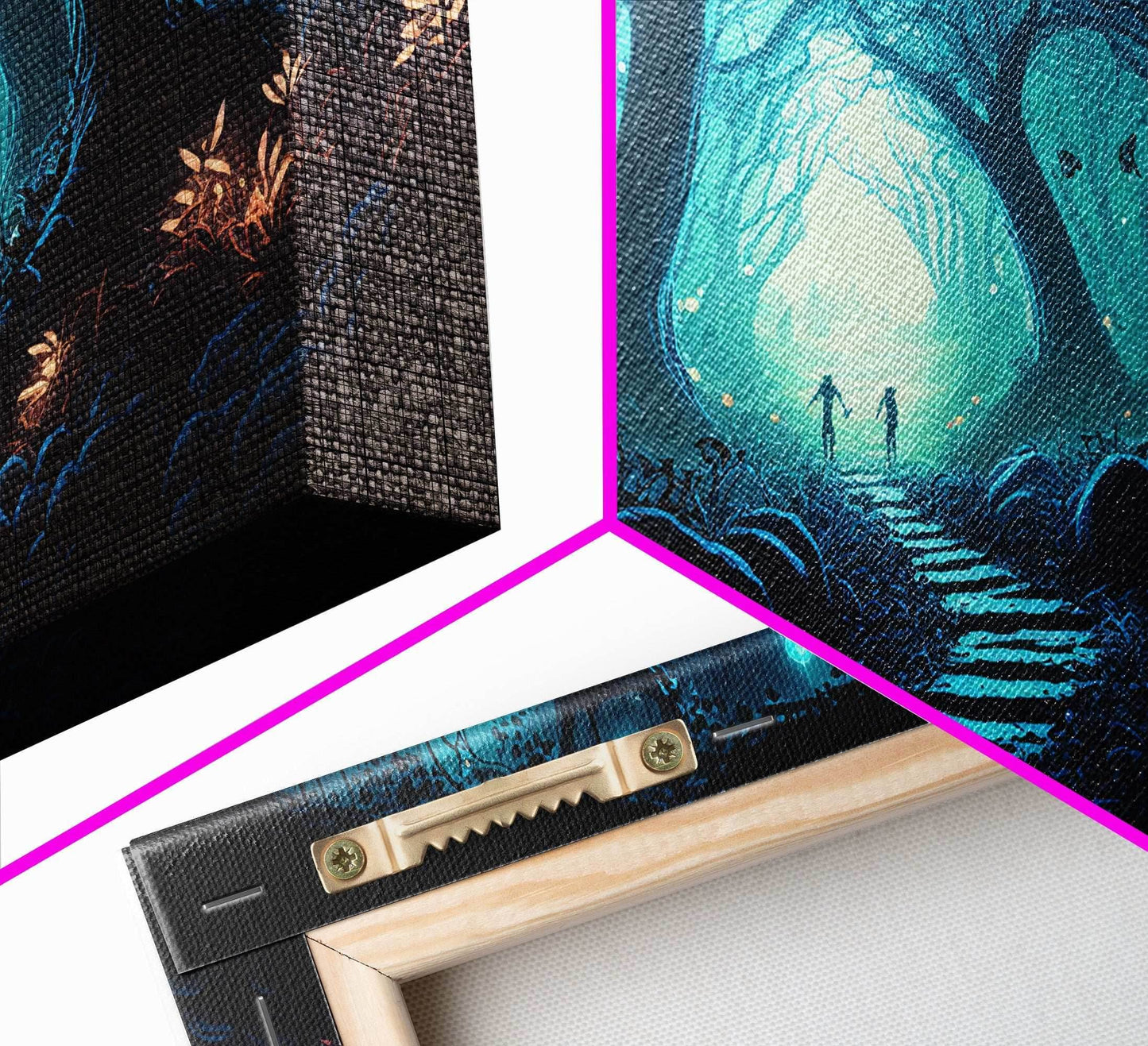 Beautiful Fantasy Art, Framed Canvas Print, Moonlit Forest Floor Fantasy Concept Art - 10x20 Inches / Gallery Wrap Canvas - Ready To Hang