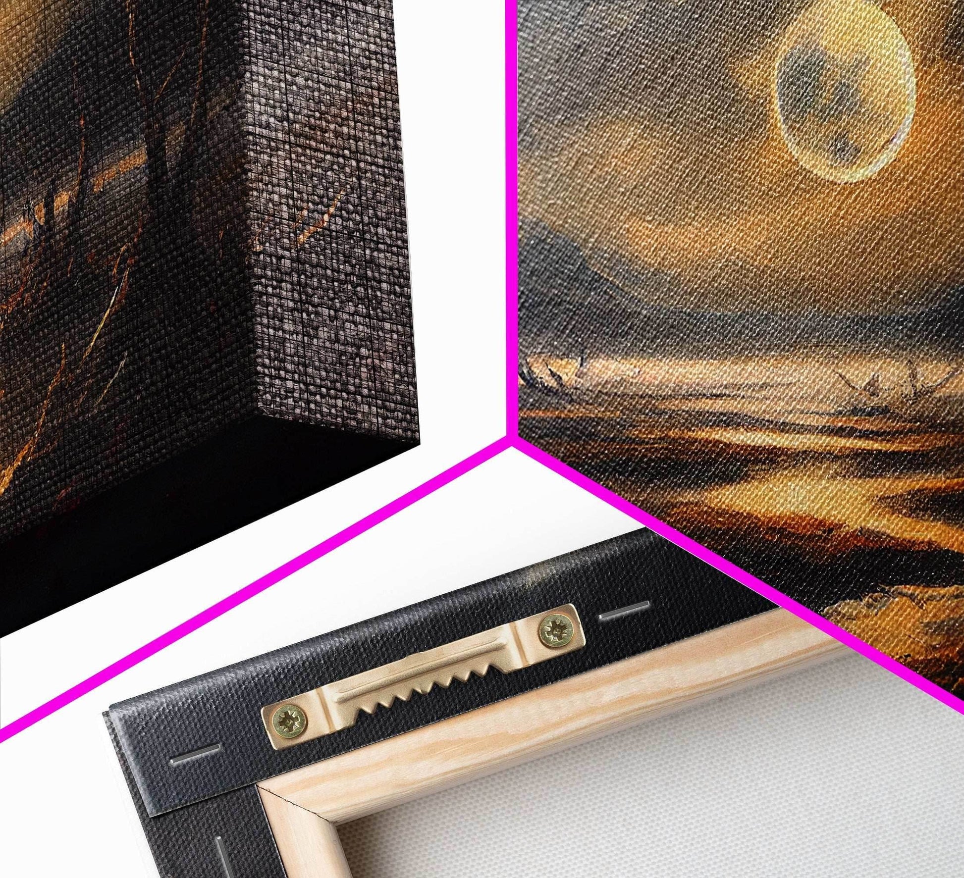 Midnight In The Swamp, Framed Canvas Print, Fantasy Art Canvas, Wall Art, Game Room Art, Full moon - 10x20 Inches / Gallery Wrap Canvas - Ready To Hang