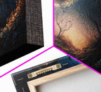 Wreath of Fireflies, Beautiful Fantasy Art, Framed Canvas Print, Moonlit Forest Floor Fantasy Concept Art - 10x20 Inches / Gallery Wrap Canvas - Ready To Hang