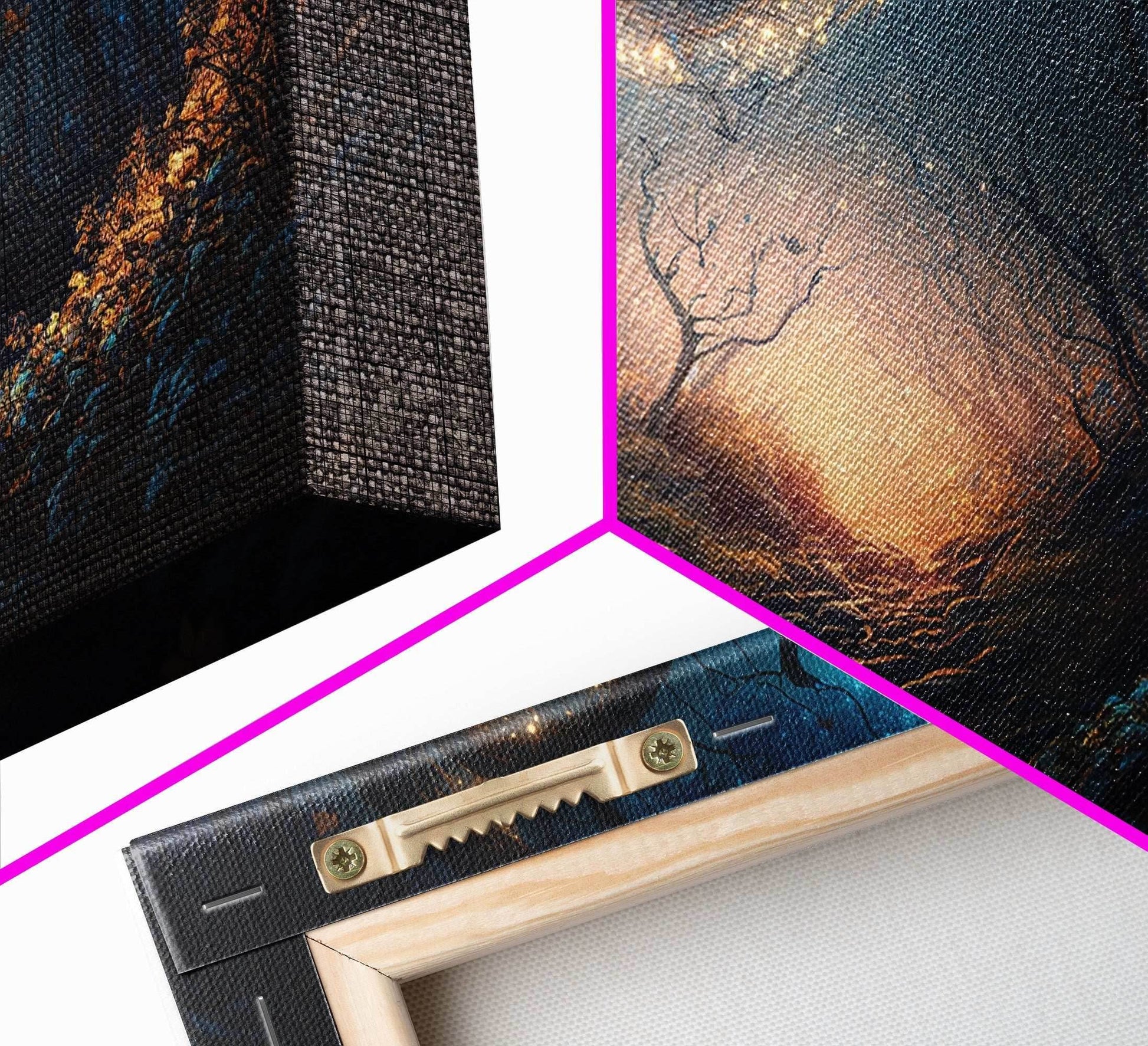 Wreath of Fireflies, Beautiful Fantasy Art, Framed Canvas Print, Moonlit Forest Floor Fantasy Concept Art - 10x20 Inches / Gallery Wrap Canvas - Ready To Hang