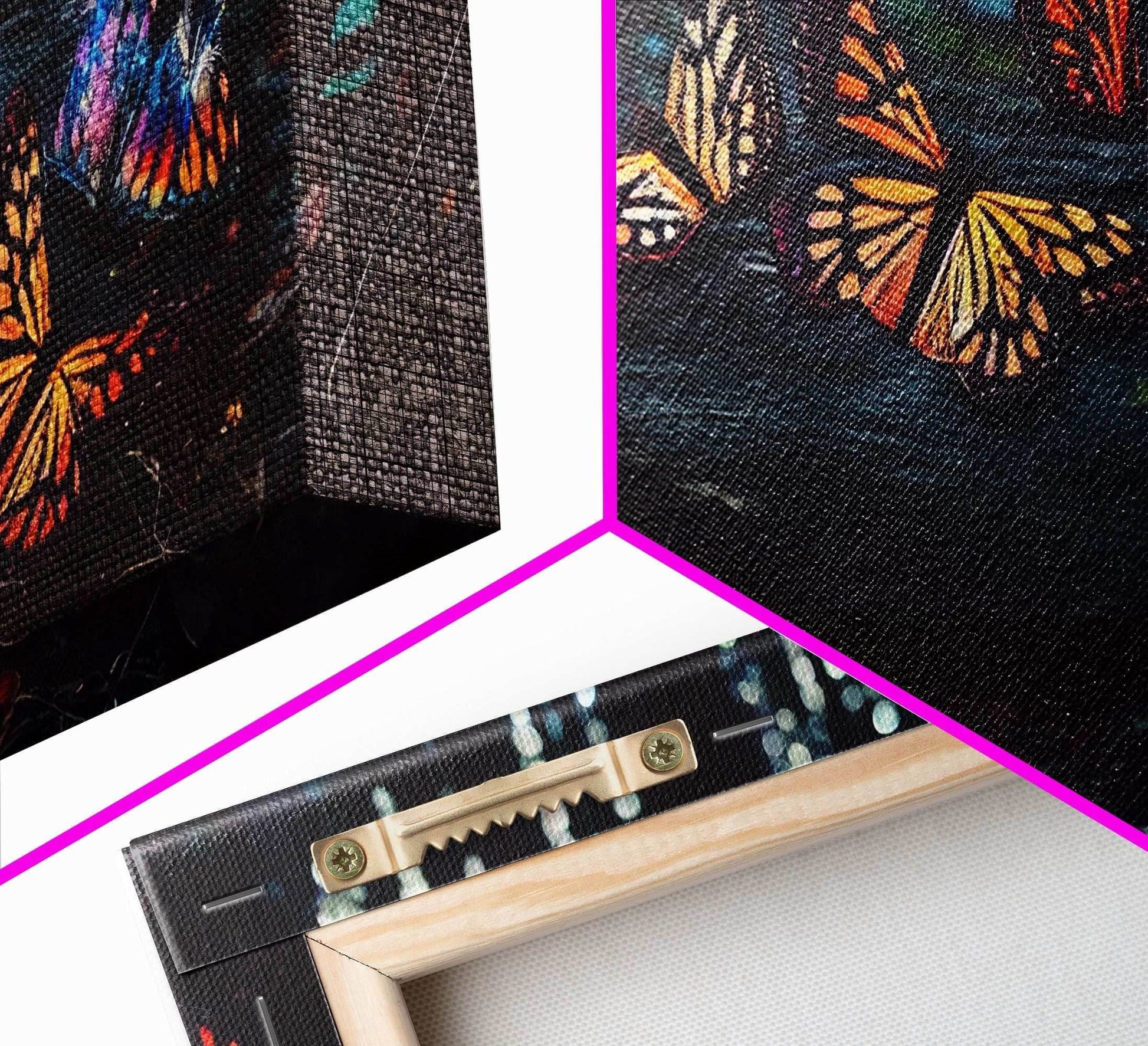 Glowing butterflies, fantasy forest wall art, framed canvas print, mother's day, mom gift, monarch butterflies - 10x20 Inches / Gallery Wrap Canvas - Ready To Hang