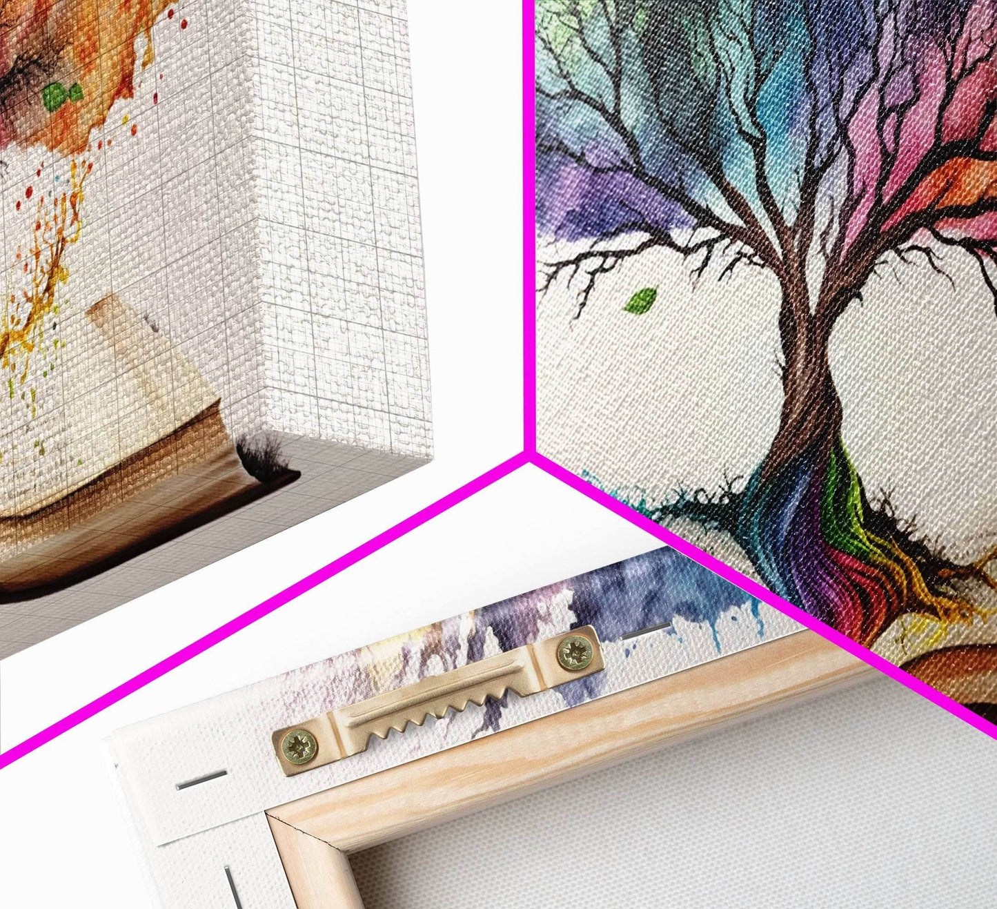 Tree of Knowledge, Framed Wall Art, Canvas Print, Watercolor, Huge Wall Art, Gift, Living Room Art, Fantasy Decor - 10x20 Inches / Gallery Wrap Canvas - Ready To Hang