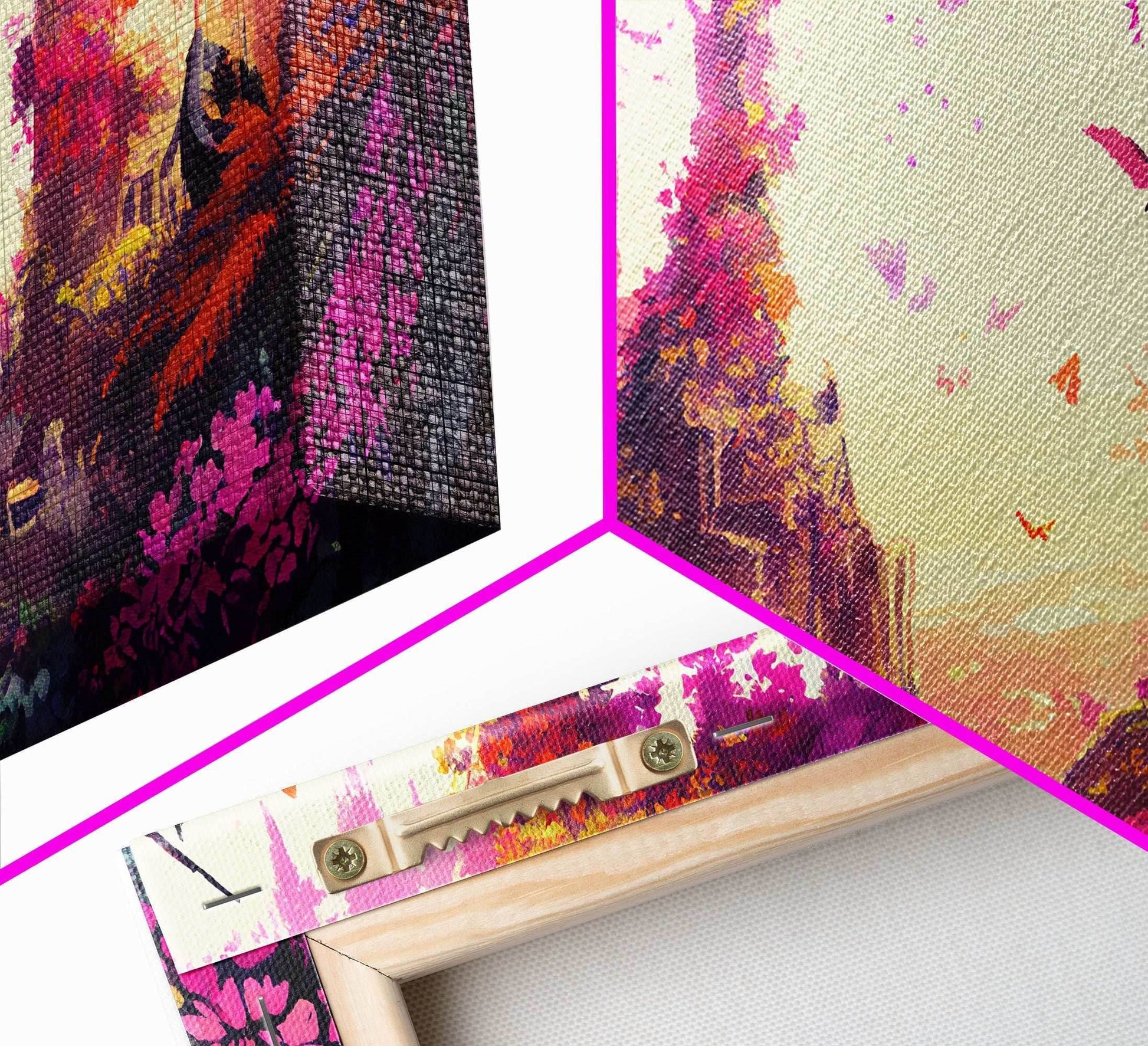 Pink Forest Art | Framed Canvas Print | Framed Art | Fantasy Decor | Magenta / Fuchsia Gift | Large Format Art - 10x20 Inches / Gallery Wrap Canvas - Ready To Hang