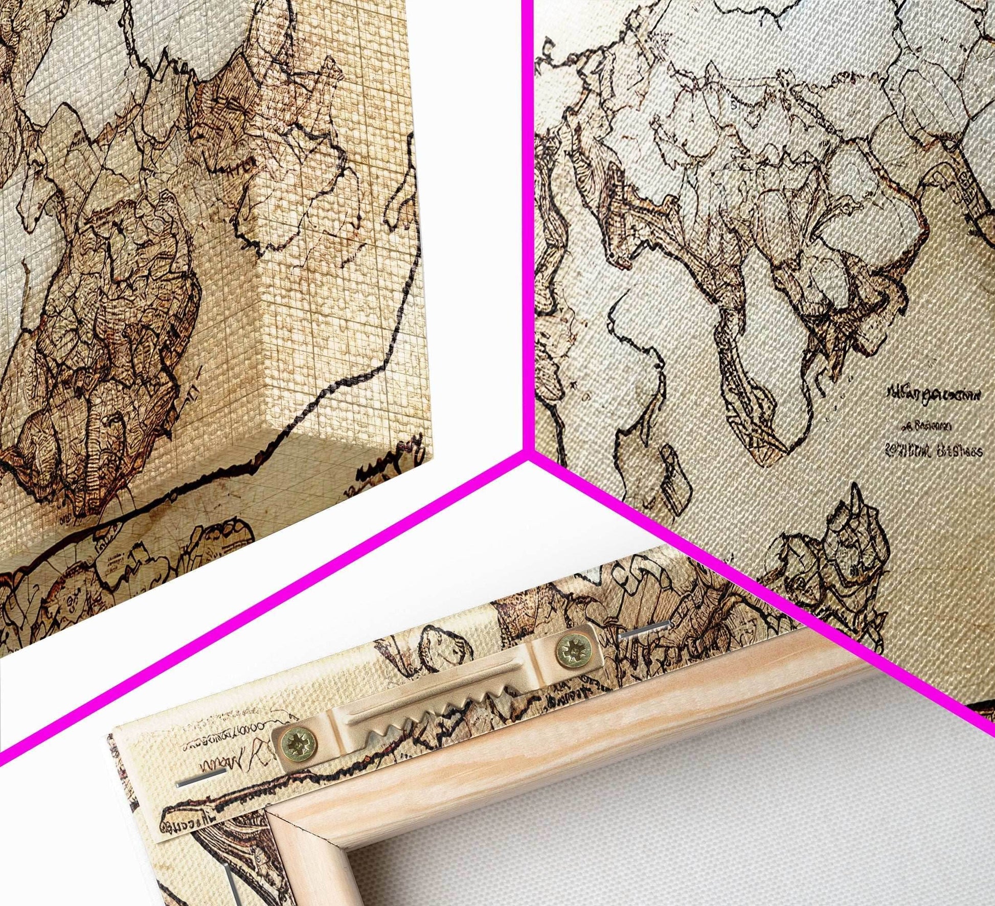Abstract fantasy world map, canvas print, middle earth style, wall art for nerds like me - 10x20 Inches / Gallery Wrap Canvas - Ready To Hang