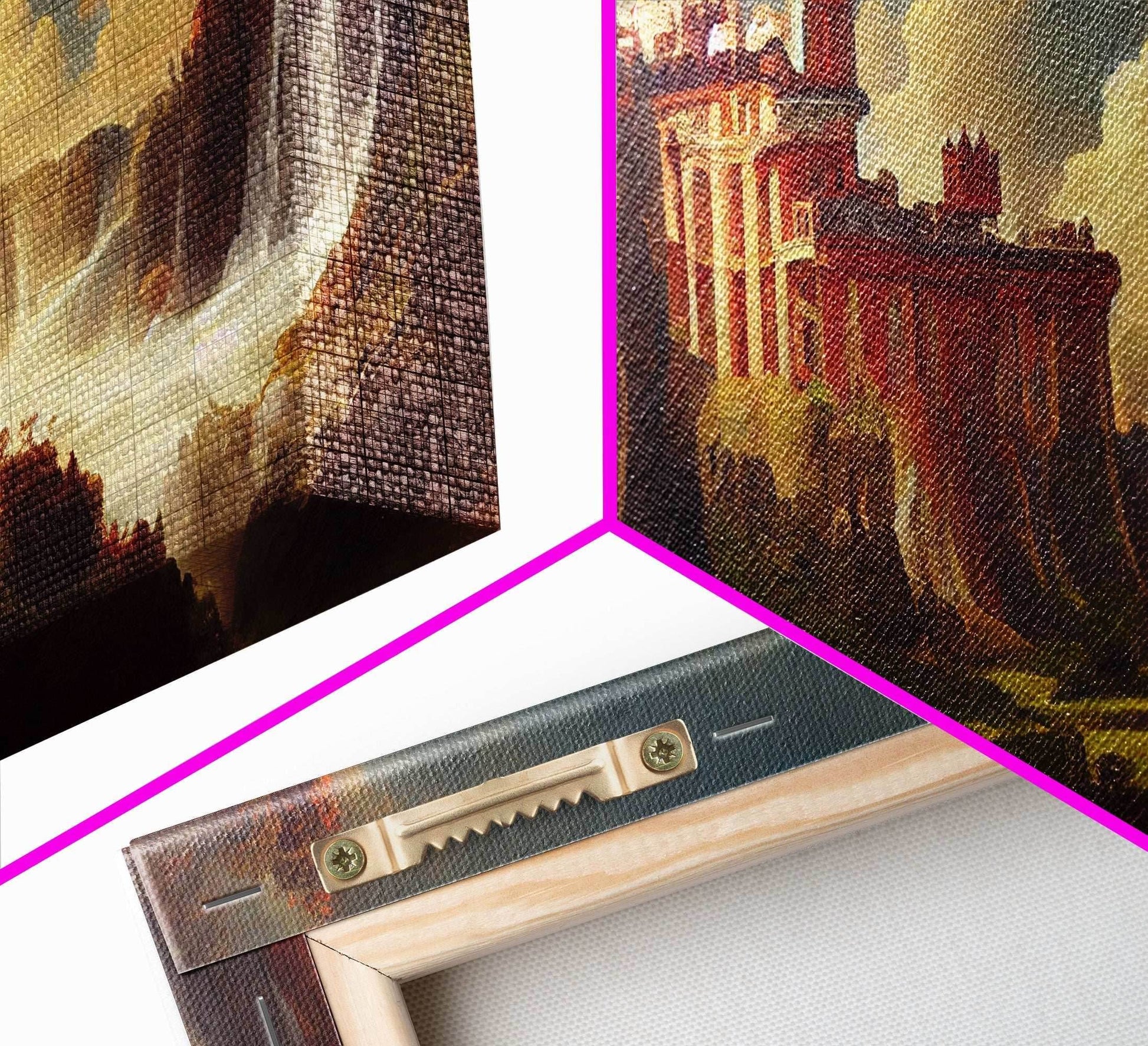 Fantasy wall art, canvas print, castle in the sky, castle atop mountains and waterfalls, watercolor - 10x20 Inches / Gallery Wrap Canvas - Ready To Hang