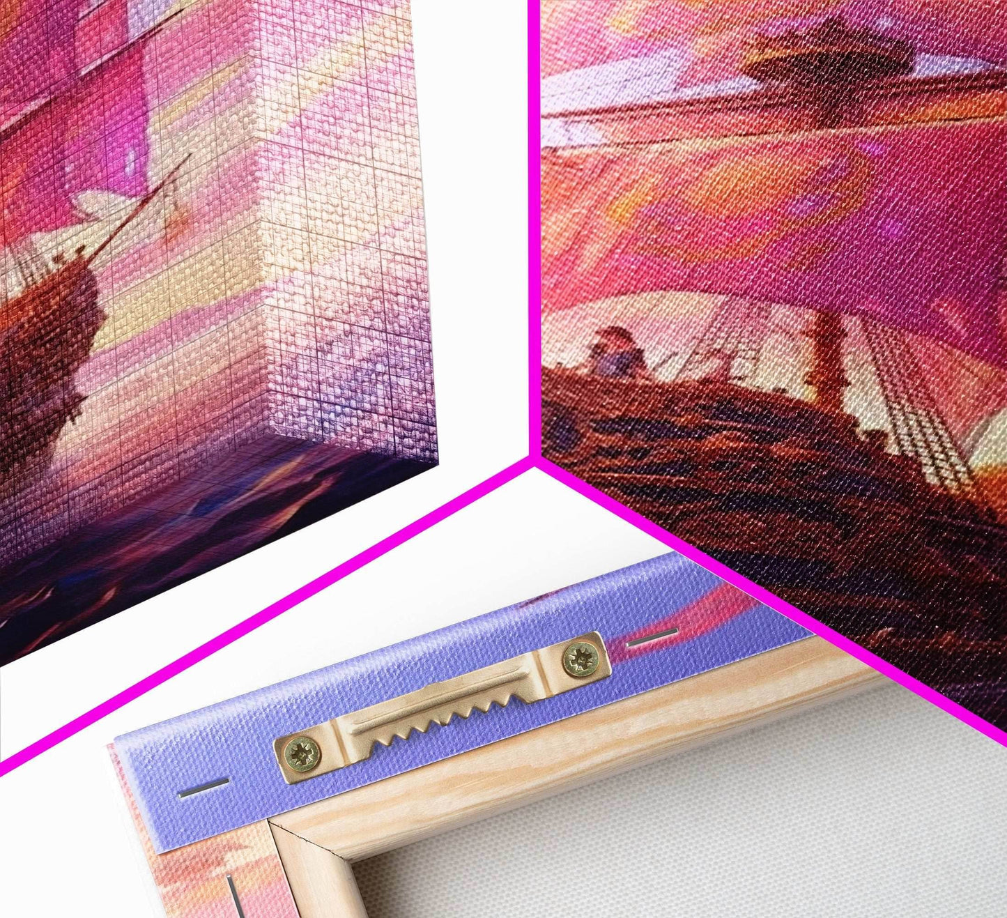 Gothic Pirate Ship at Sunset, Framed Canvas Print, Fantasy Wall Art, Wall Decor, Pirate Wal Art, Gift For Him, Kid's Room Art - 8x12 Inches / Gallery Wrap Canvas - Ready To Hang