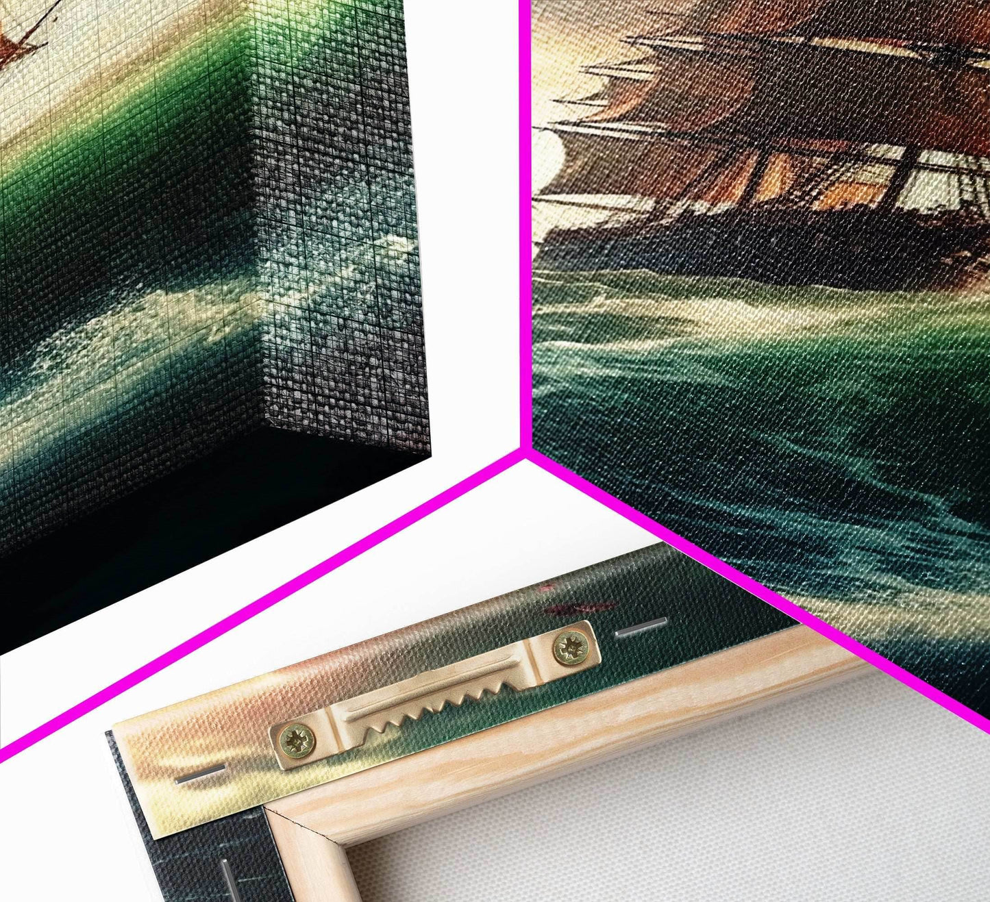 Haunted Pirate Ghost Ship On Rough Seas, Framed Canvas Print, Fantasy Wall Art, Wall Decor, Pirate Wal Art, Gift For Him, Kid's Room - 8x12 Inches / Gallery Wrap Canvas - Ready To Hang