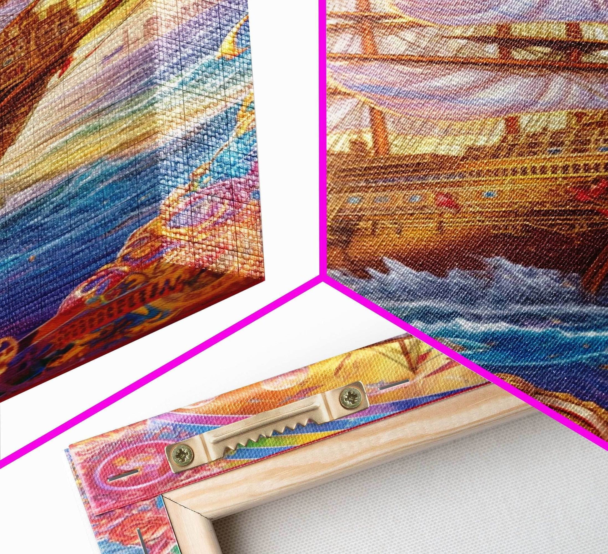 Filigree Pirate Ship Plaque Art, Framed Canvas Print, Fantasy Wall Art, Wall Decor, Pirate Wal Art, Gift For Him, Kid's Room - 8x12 Inches / Gallery Wrap Canvas - Ready To Hang