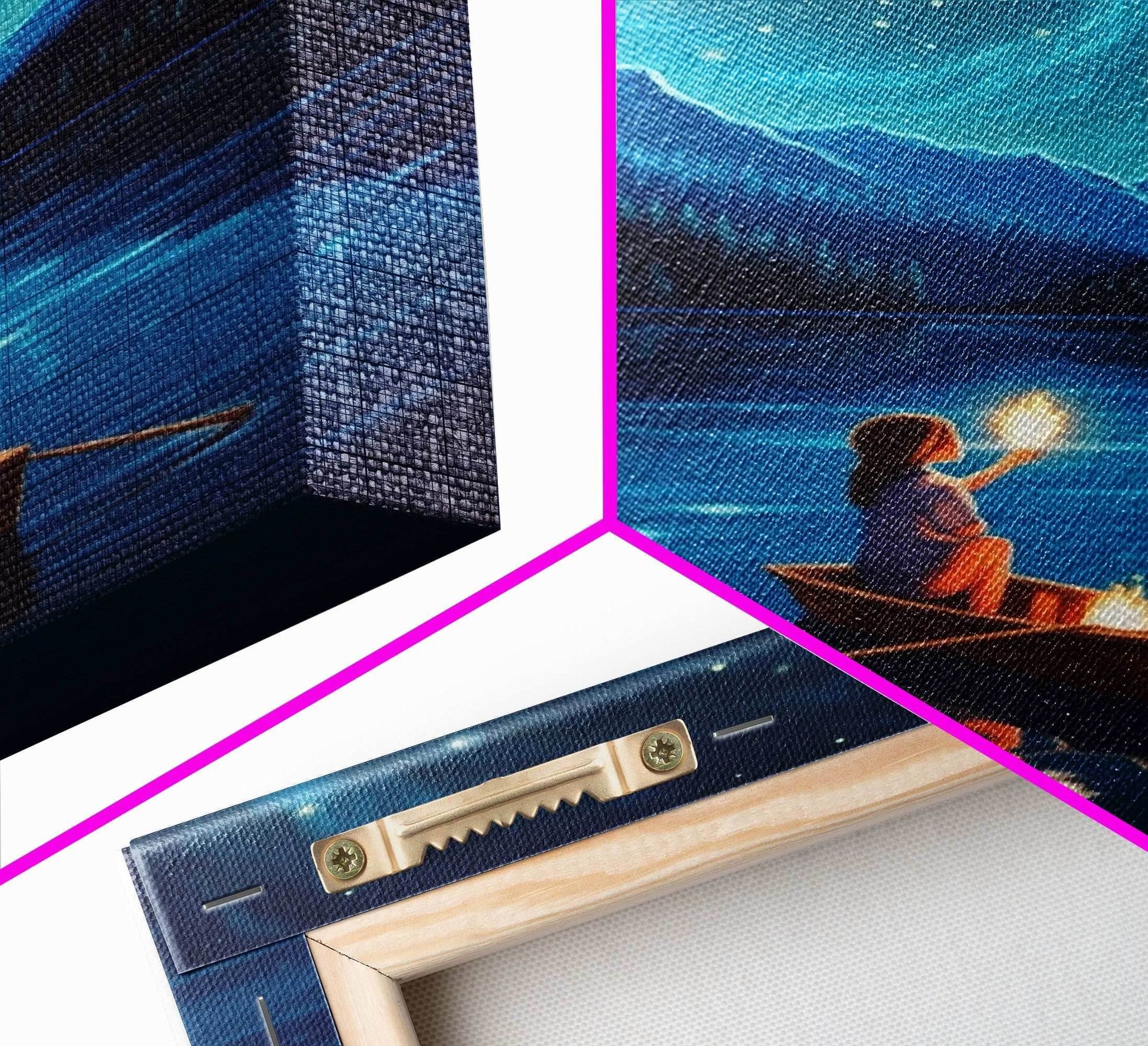 Starry Night, Girl Wizard Lights Up The Night Sky, Fantasy Art, Framed Canvas Print, Fantasy Painting Print, Original Art - 8x12 Inches / Gallery Wrap Canvas - Ready To Hang