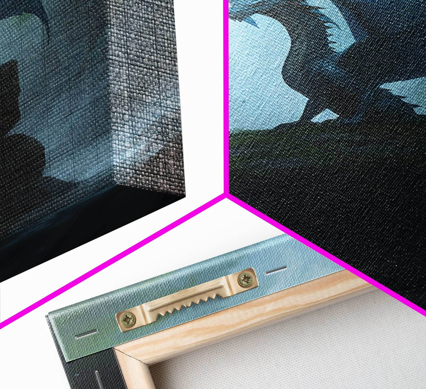 Majestic Forest Dragon Wall Art, Framed Canvas Print, Dragon Fantasy Painting, Forest Dragon Behind Secret Waterfalls Abstract Fantasy Art - 8x12 Inches / Gallery Wrap Canvas - Ready To Hang