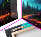 Luminescent magical forest poster art, fine art print, glowing trail though the trees, fantasy art, gloomy wall art, dark decor - 8x12 Inches / Gallery Wrap Canvas - Ready To Hang