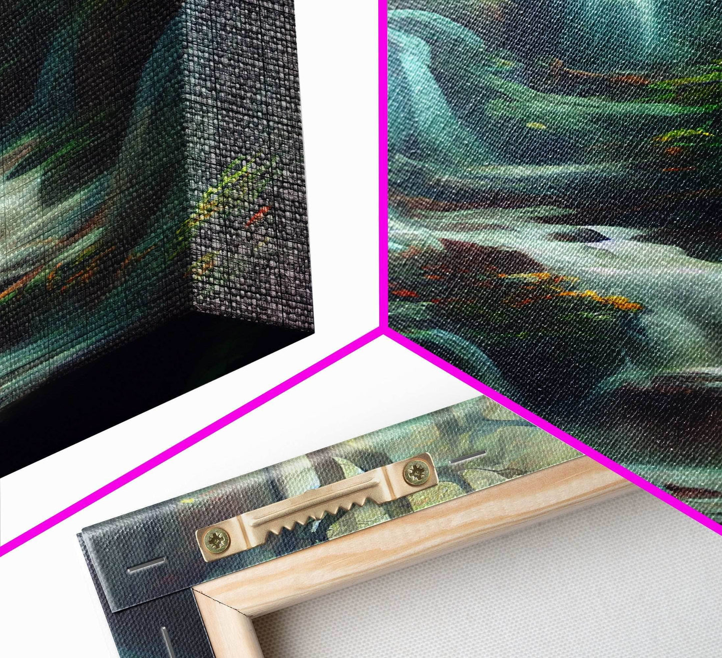 Waterfall painting canvas print, fantasy wall art, watercolor print, high fantasy, nature landscape wall art for living room - 8x12 Inches / Gallery Wrap Canvas - Ready To Hang