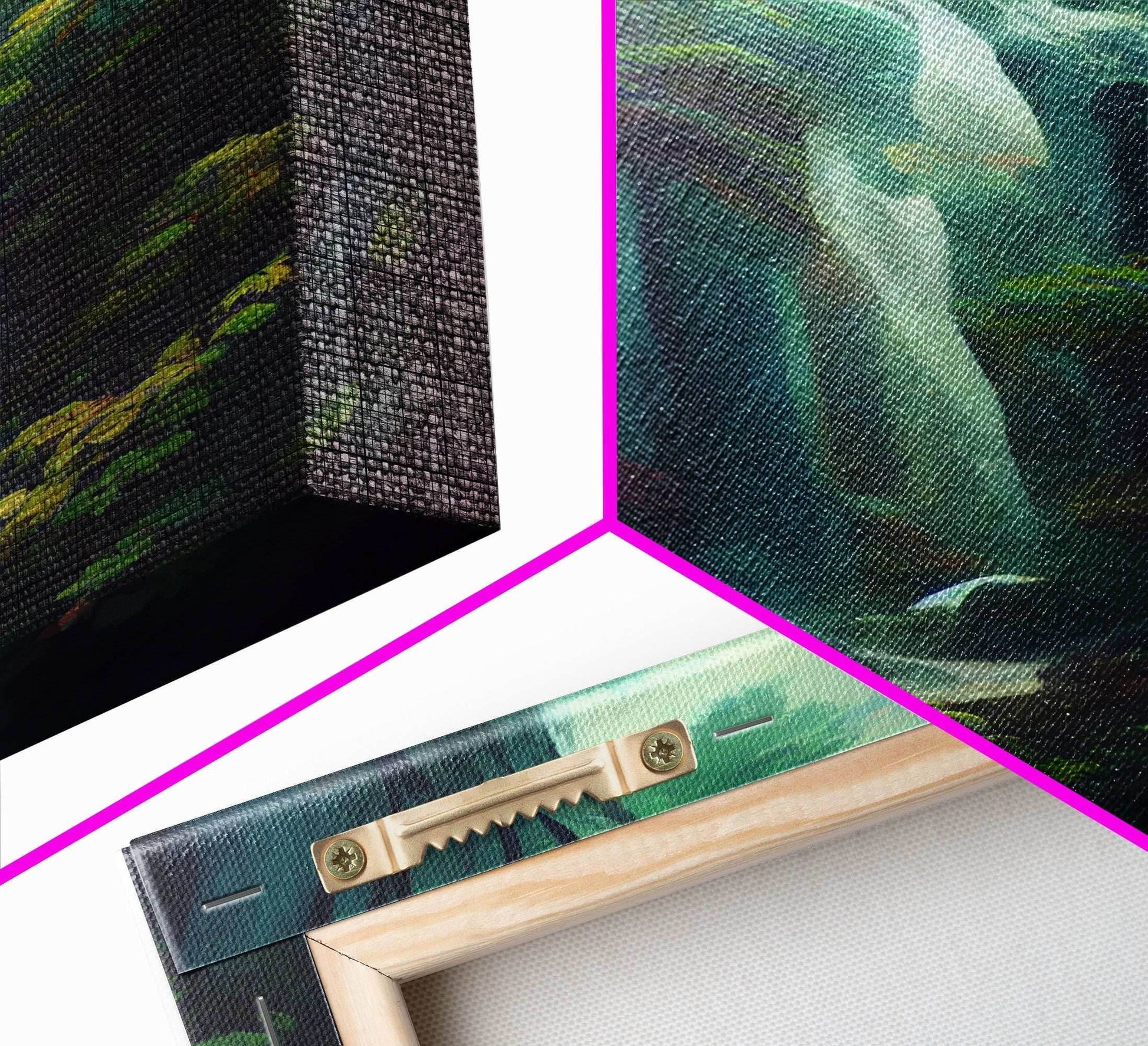 Waterfall canvas print, fantasy wall art, watercolor print, high fantasy, nature landscape living room wall art - 8x12 Inches / Gallery Wrap Canvas - Ready To Hang