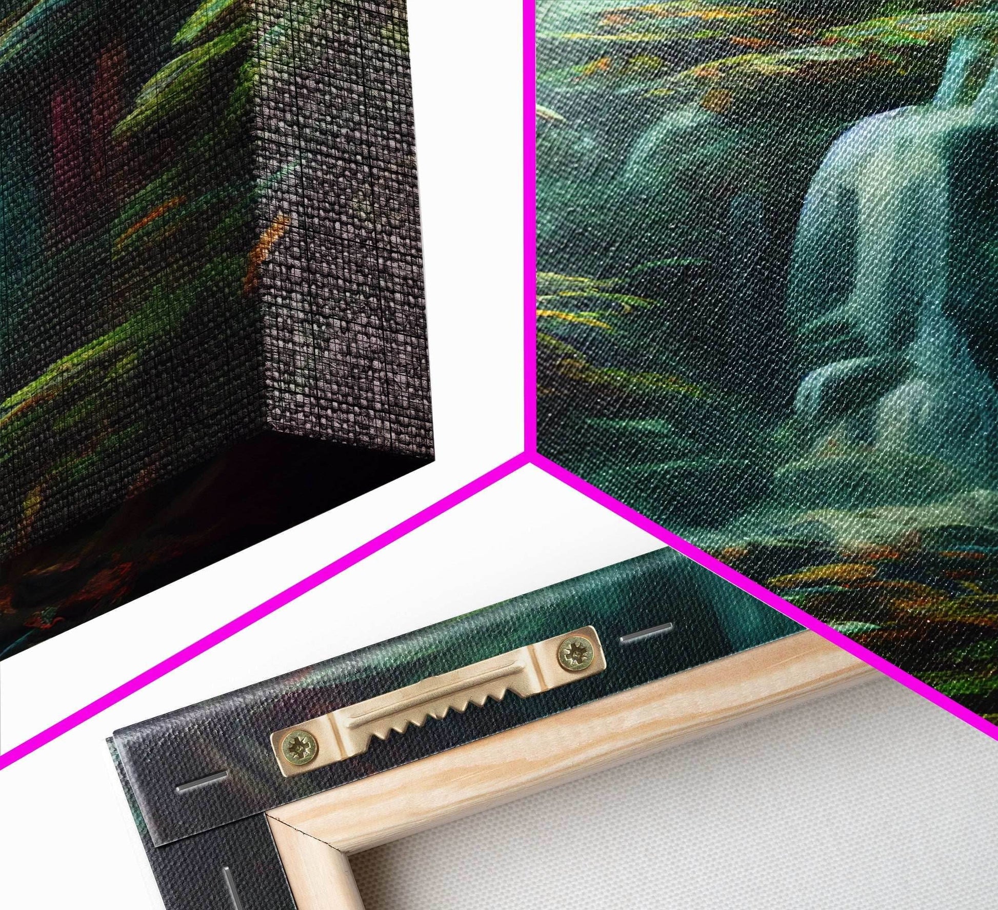 Waterfall in the forest canvas print, fantasy wall art, watercolor print, high fantasy, nature landscape living room wall art - 8x12 Inches / Gallery Wrap Canvas - Ready To Hang