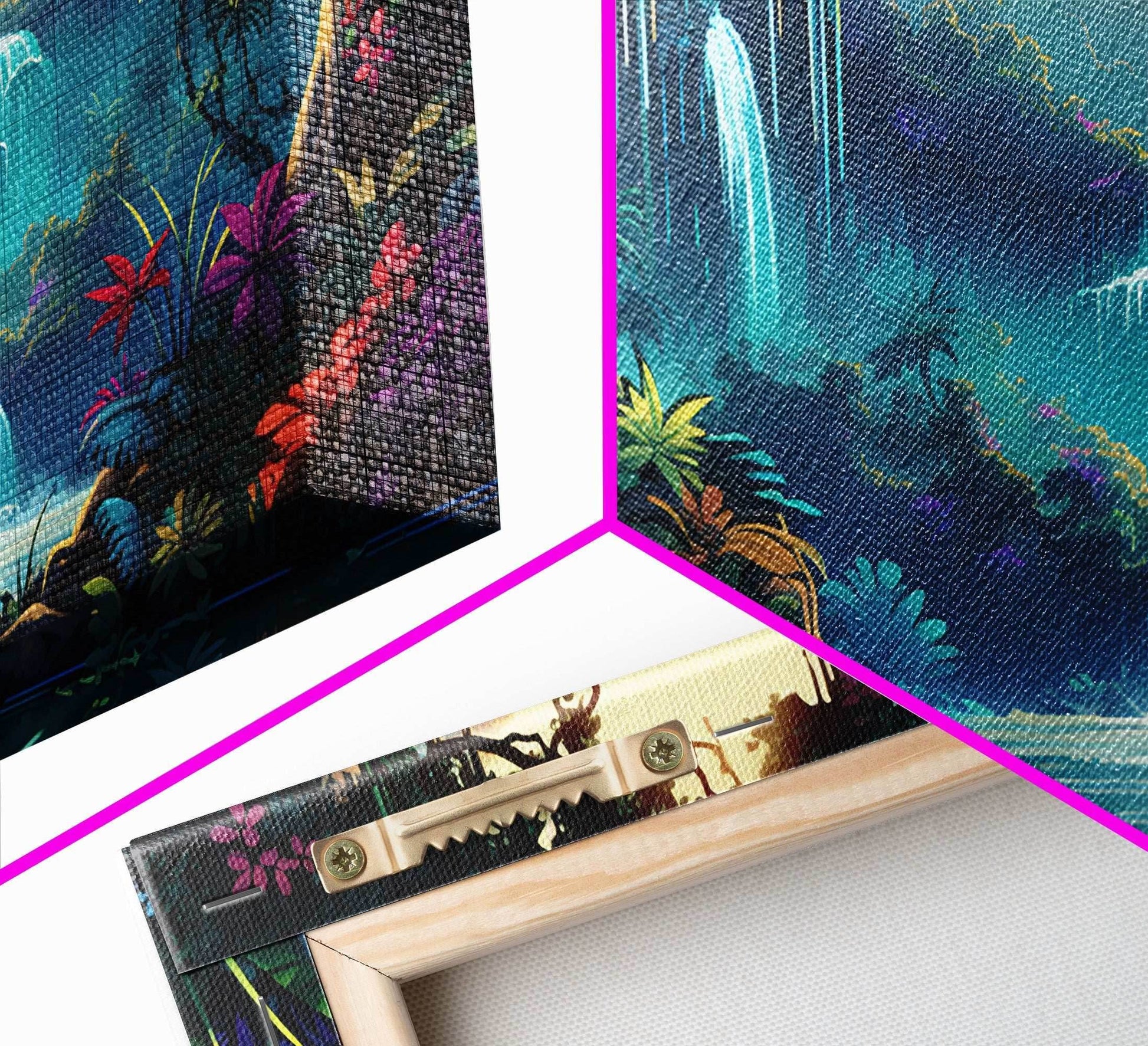 Fantasy Forest Wall Art, Waterfalls, Forest Wall Art, Trees Wall Print, Panoramic Art, Wall Art, Canvas Art, Landscape Art, Gaming Wall Art - 10x20 Inches / Gallery Wrap Canvas - Ready To Hang