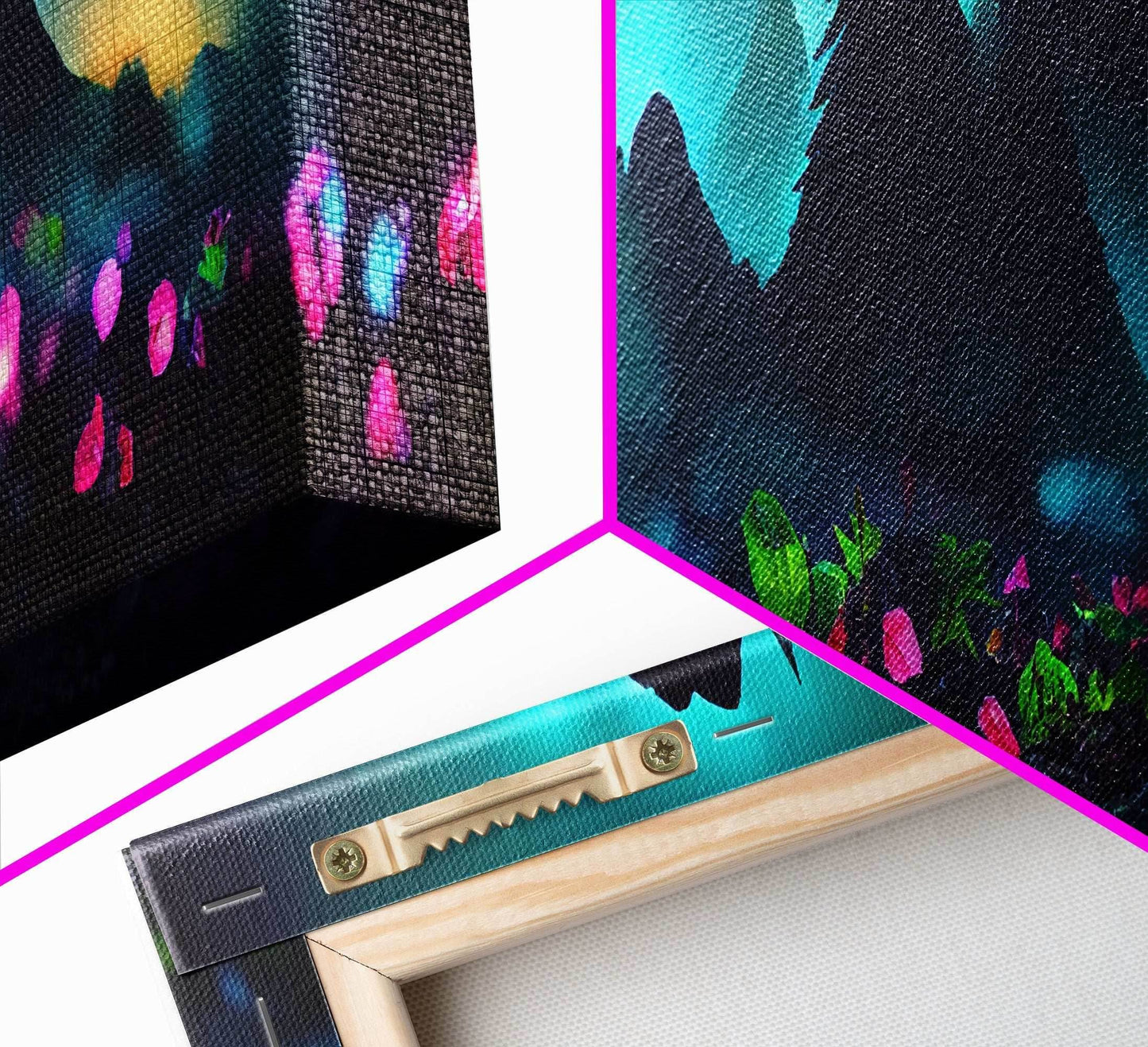 Luminescent trail in the forest, fantasy art, RPG concept art, canvas print, tiny worlds, glowing mushrooms out of focus, miniature worlds - 10x30 Inches / Gallery Wrap Canvas - Ready To Hang