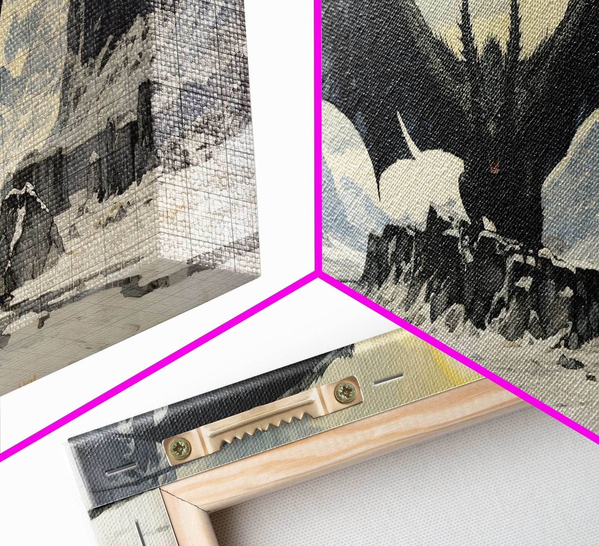 Panoramic Of a Dragon, Framed Canvas Print, Fantasy Decor, Fantasy Dragon Painting - 10x30 Inches / Gallery Wrap Canvas - Ready To Hang