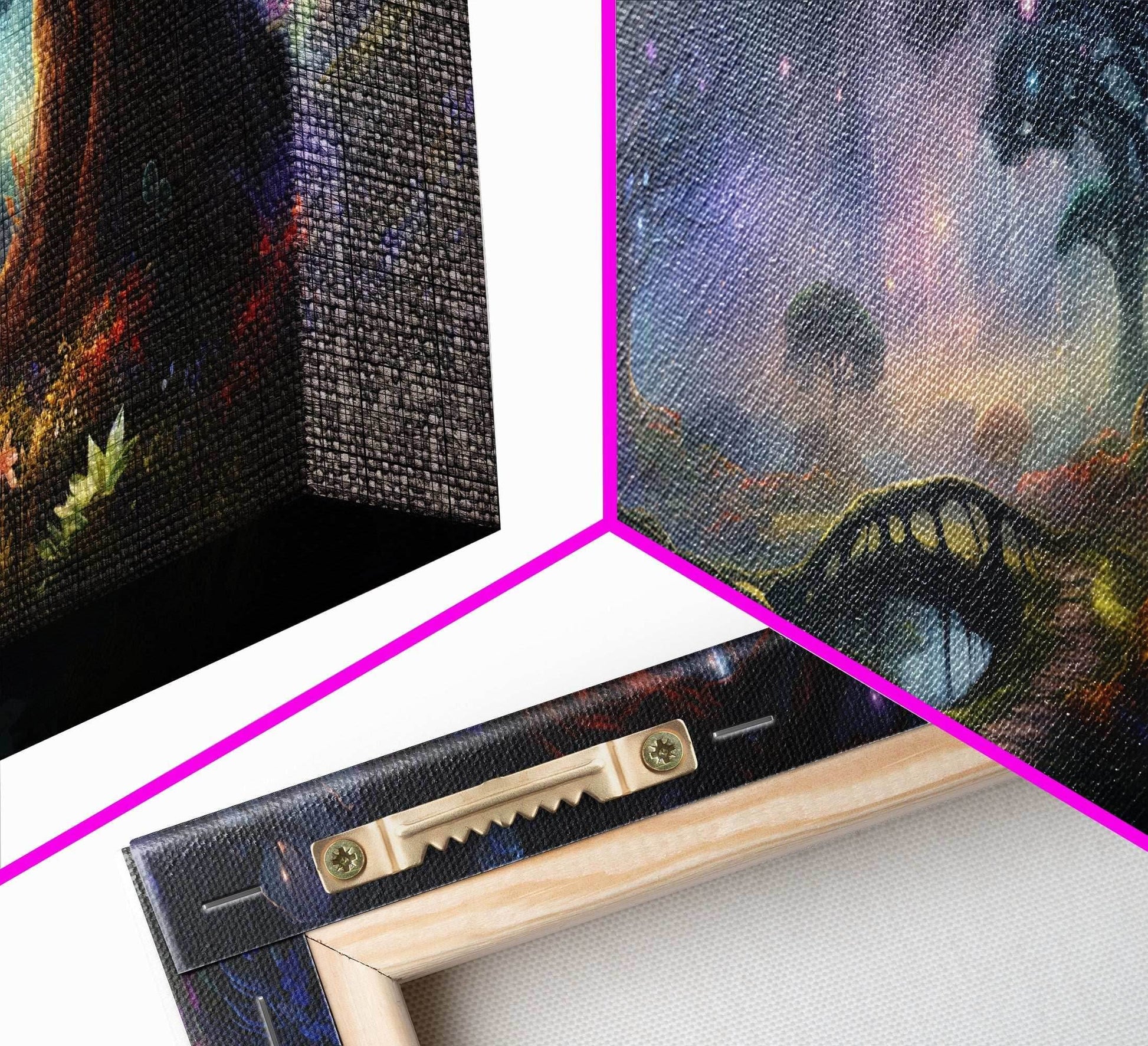 Spiritual Fantasy Forest Wall Art Print, Lanterns and Glowing Trees and Rivers, Fantasy Painting, Living Room Wall Art - 10x30 Inches / Gallery Wrap Canvas - Ready To Hang