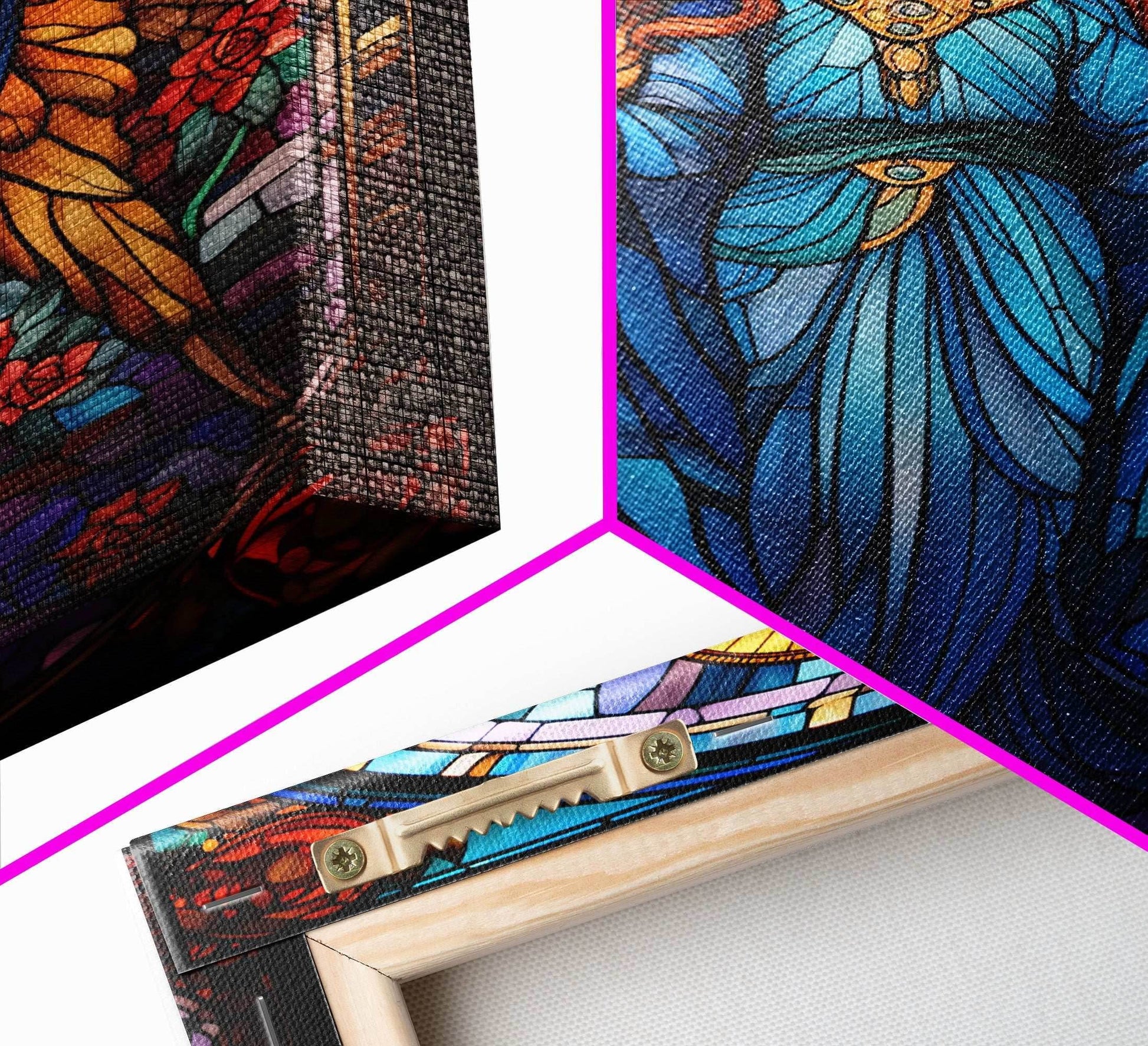 Angel, Fantasy Artwork Canvas Print, Wall Hanging, Portrait Art, Stained Glass Art, Mystical Wall Art, Tiny House Decor, Gift For Women - 8x12 Inches / Gallery Wrap Canvas - Ready To Hang