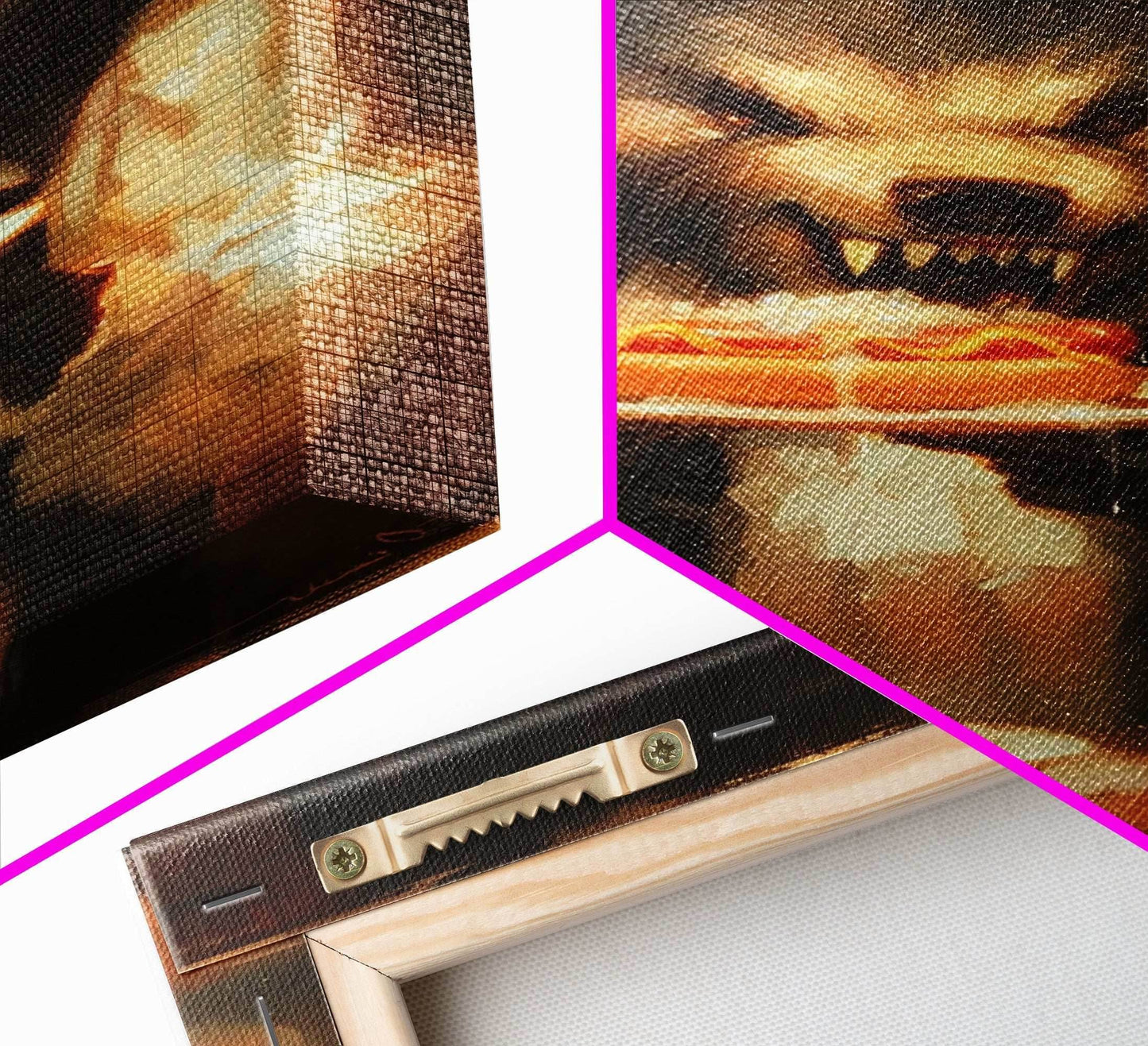 Halloween Werewolf Eating Hotdog, Framed Canvas Print, Wall Art, Spooky Artwork, Fantasy Decor, Halloween Decor, Whimsical Funny Halloween - 8x12 Inches / Gallery Wrap Canvas - Ready To Hang