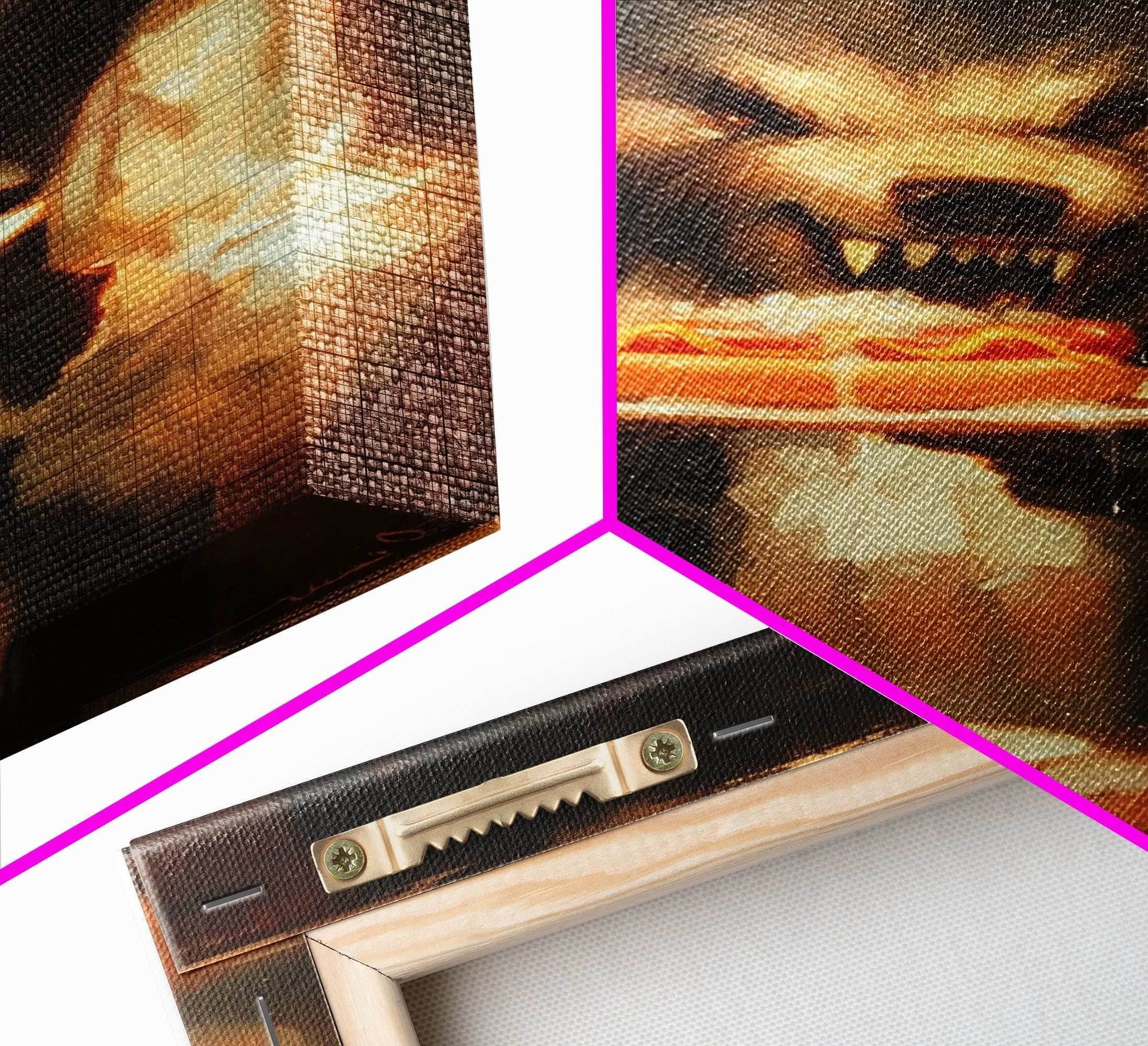 Halloween Werewolf Eating Hotdog, Framed Canvas Print, Wall Art, Spooky Artwork, Fantasy Decor, Halloween Decor, Whimsical Funny Halloween - 8x12 Inches / Gallery Wrap Canvas - Ready To Hang