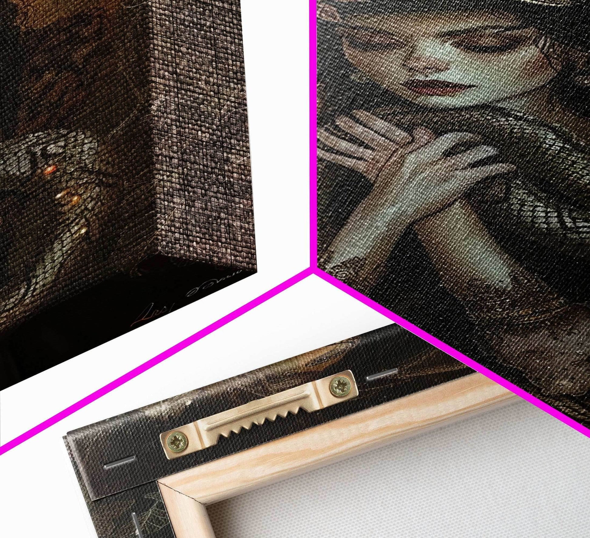 Mysterious Witch Holding Snake, Framed Canvas Print, Gothic Witch Art, Dark Fantasy Decor, Witch and Serpent, Halloween Accessories - 8x12 Inches / Gallery Wrap Canvas - Ready To Hang