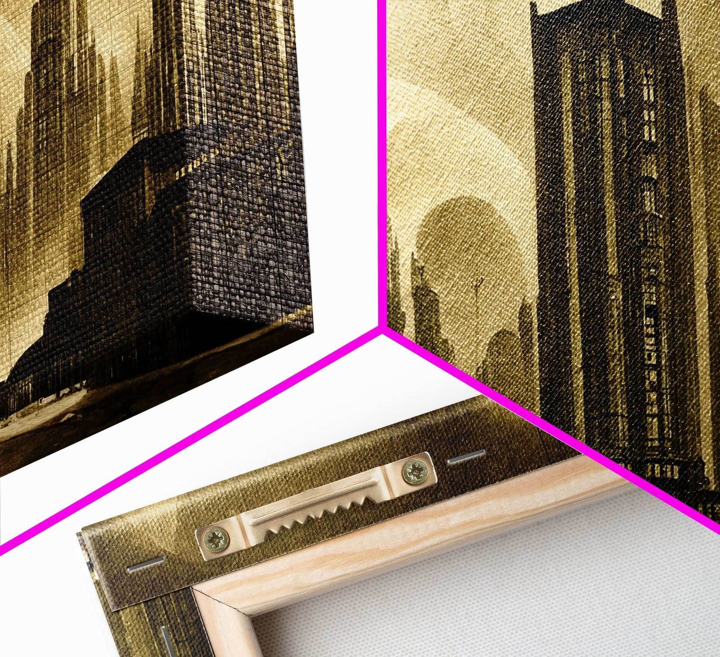 Dystopian Metropolis Art Deco Canvas Print, City Skyline, Fantasy Art, Art Deco Living Room Art, ready to hang wall art - 10x20 Inches / Gallery Wrap Canvas - Ready To Hang