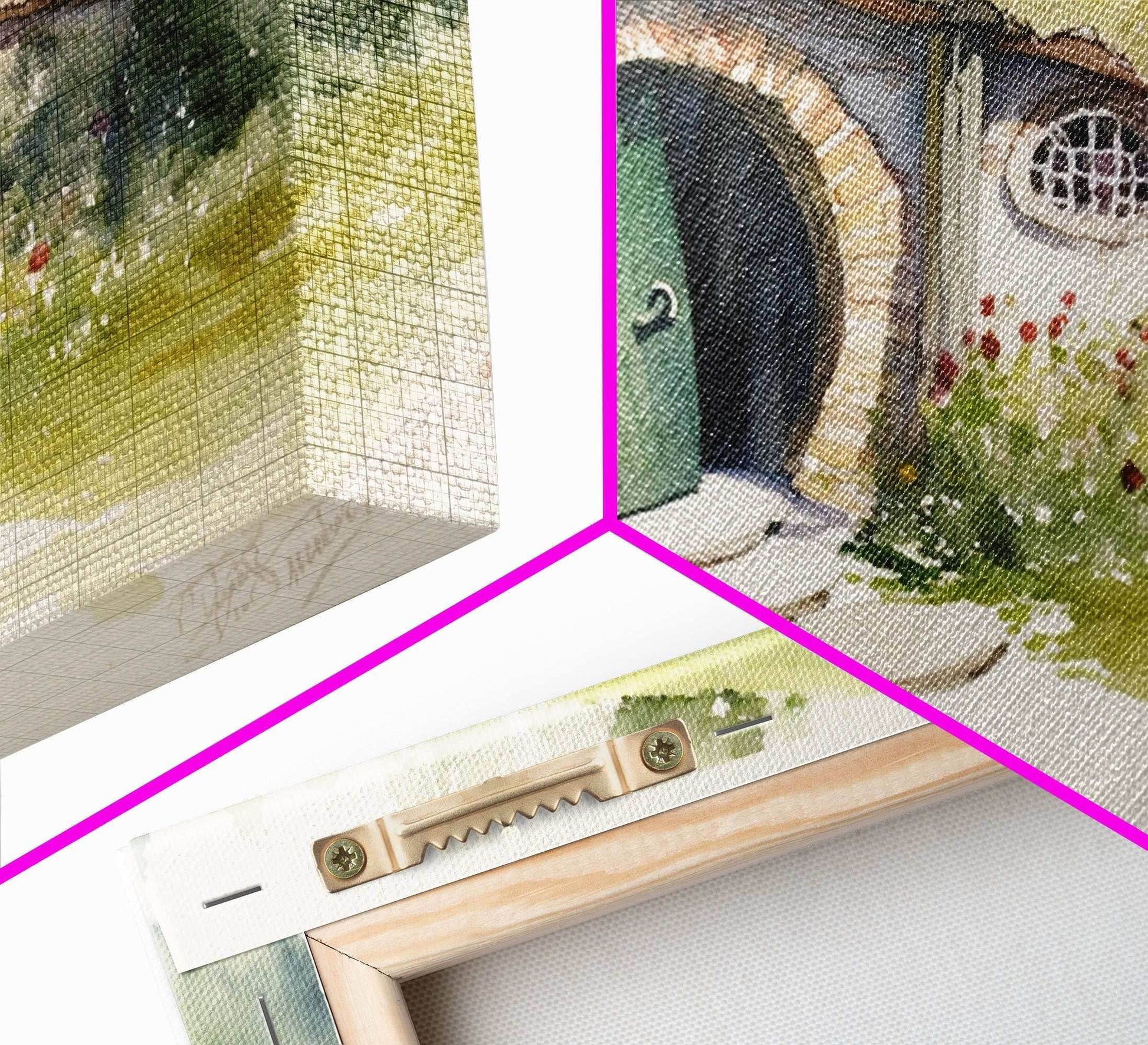 The Shire Oil Painting Print, Framed Wall Art, Hobbitcore Decor, Hobbit Hole Landscape Painting Print, Rings, Fantasy Painting - 8x12 Inches / Gallery Wrap Canvas - Ready To Hang