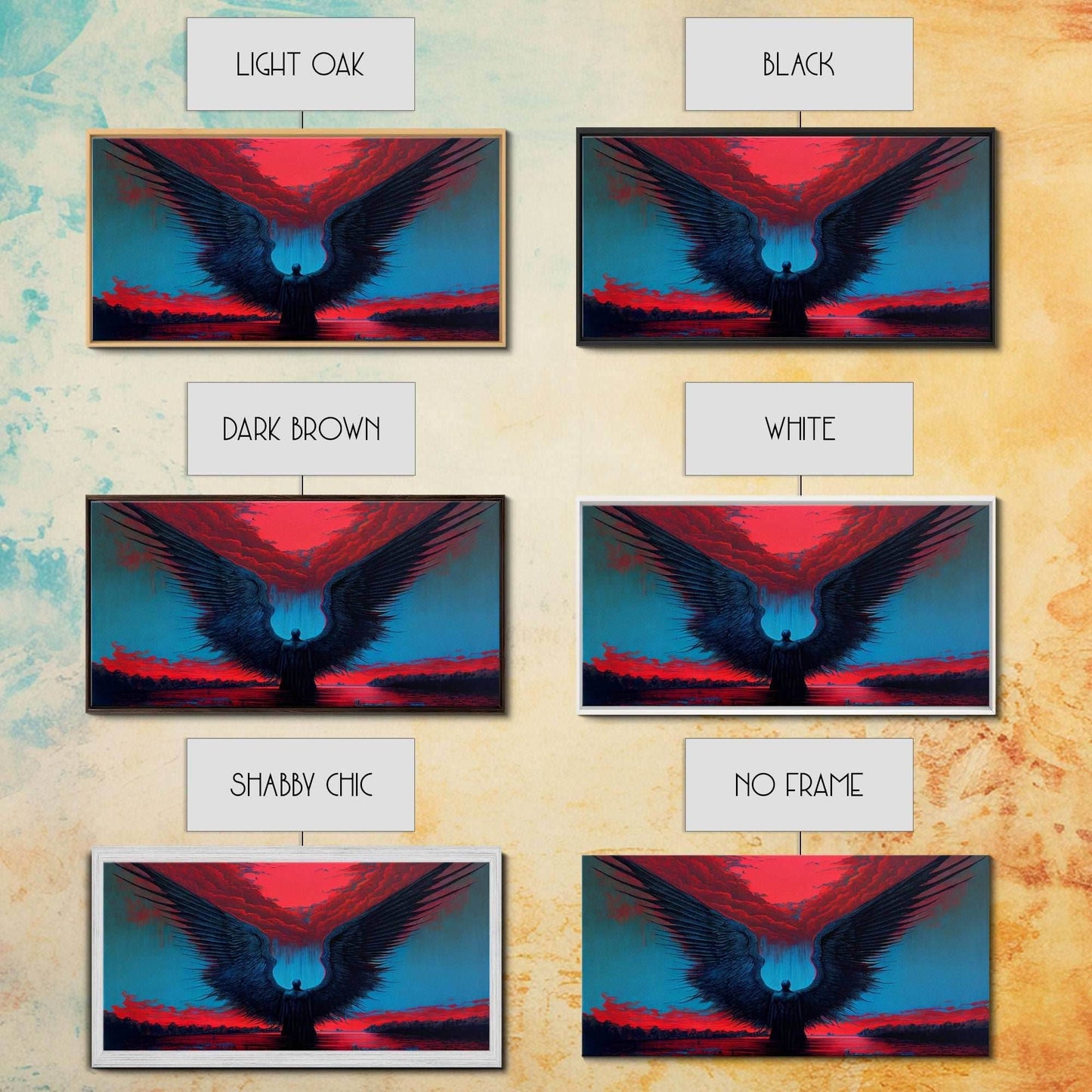 Angel Gabriel, Angelic Art, Gothic Angel Framed canvas print, cool colorful wall decor - 10x20 Inches / Gallery Wrap Canvas - Ready To Hang