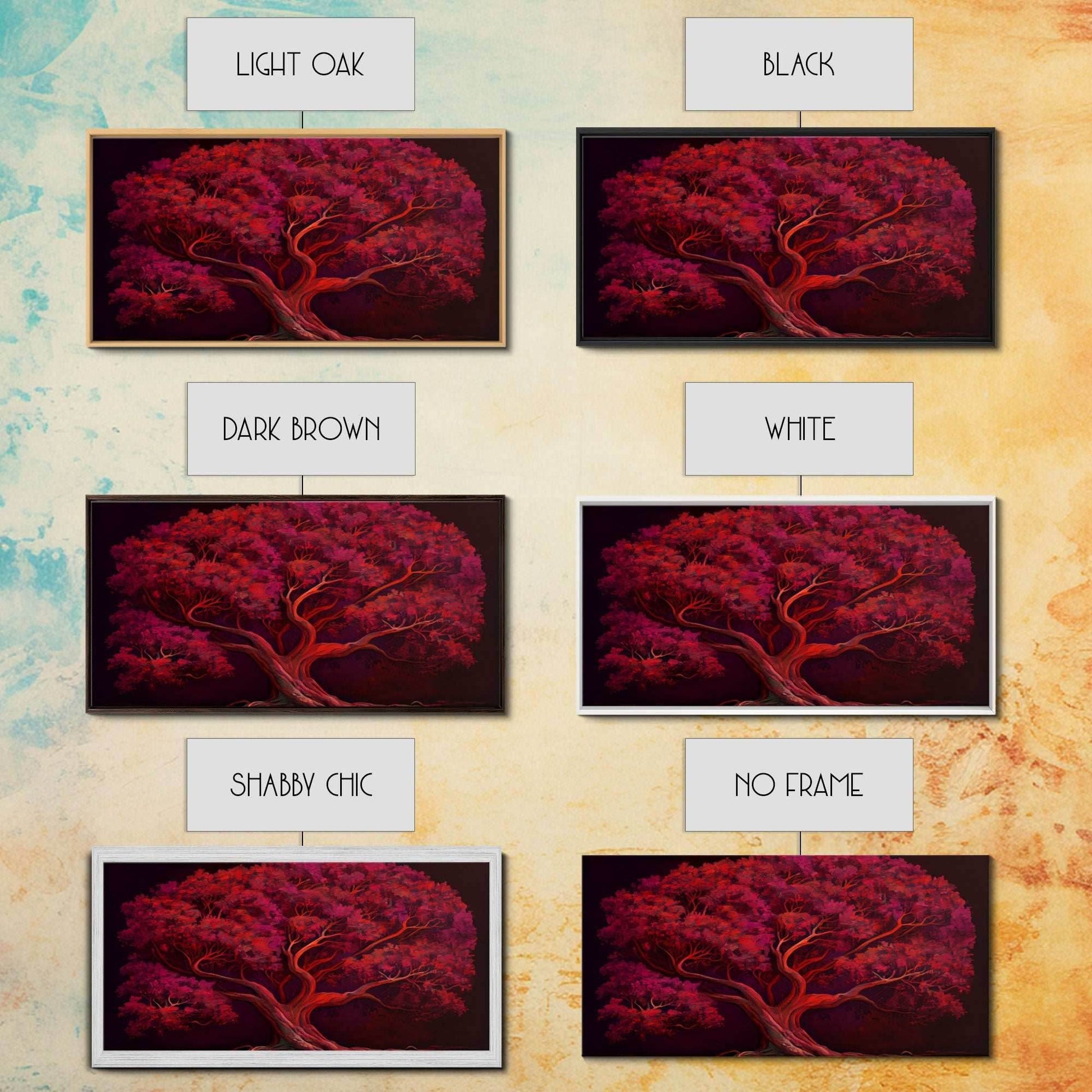 Blood red tree, fantasy horror art, framed canvas print - 10x20 Inches / Gallery Wrap Canvas - Ready To Hang