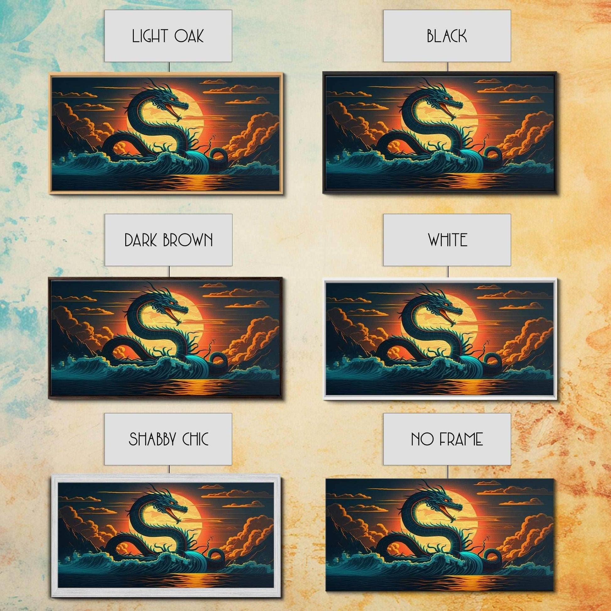 Jormungandr The Sea Serpent, Pop Art, Framed Canvas Print, Fantasy Art, Norse Mythology, Nordic / Viking Wall Art - 10x20 Inches / Gallery Wrap Canvas - Ready To Hang