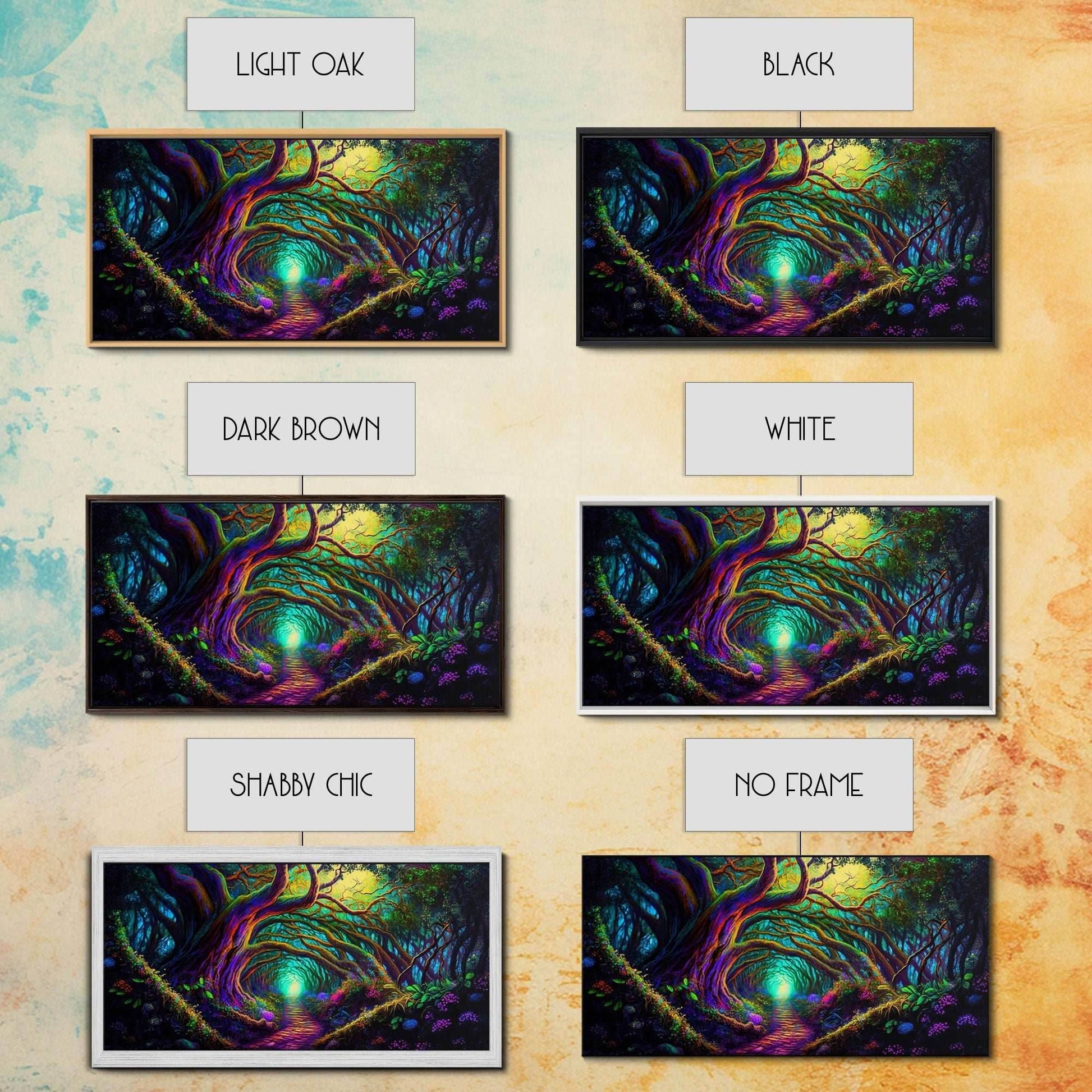 Fantasy wall art, canvas print, magical forest, fantasy landscape art, ready to hang wall art, magical glowing forest fantasy art - 10x20 Inches / Gallery Wrap Canvas - Ready To Hang