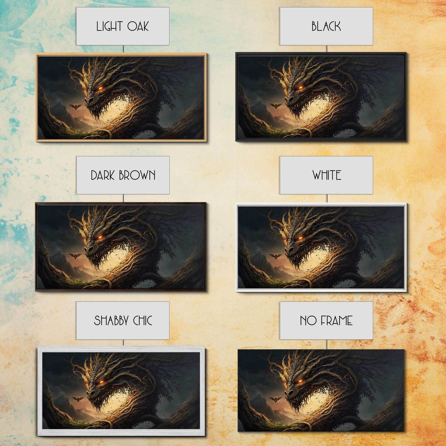 Forest Dragon Nidhogg, Norse Mythology, Framed Canvas Print, Fantasy Dragon Art, Fantasy Decor - 10x20 Inches / Gallery Wrap Canvas - Ready To Hang